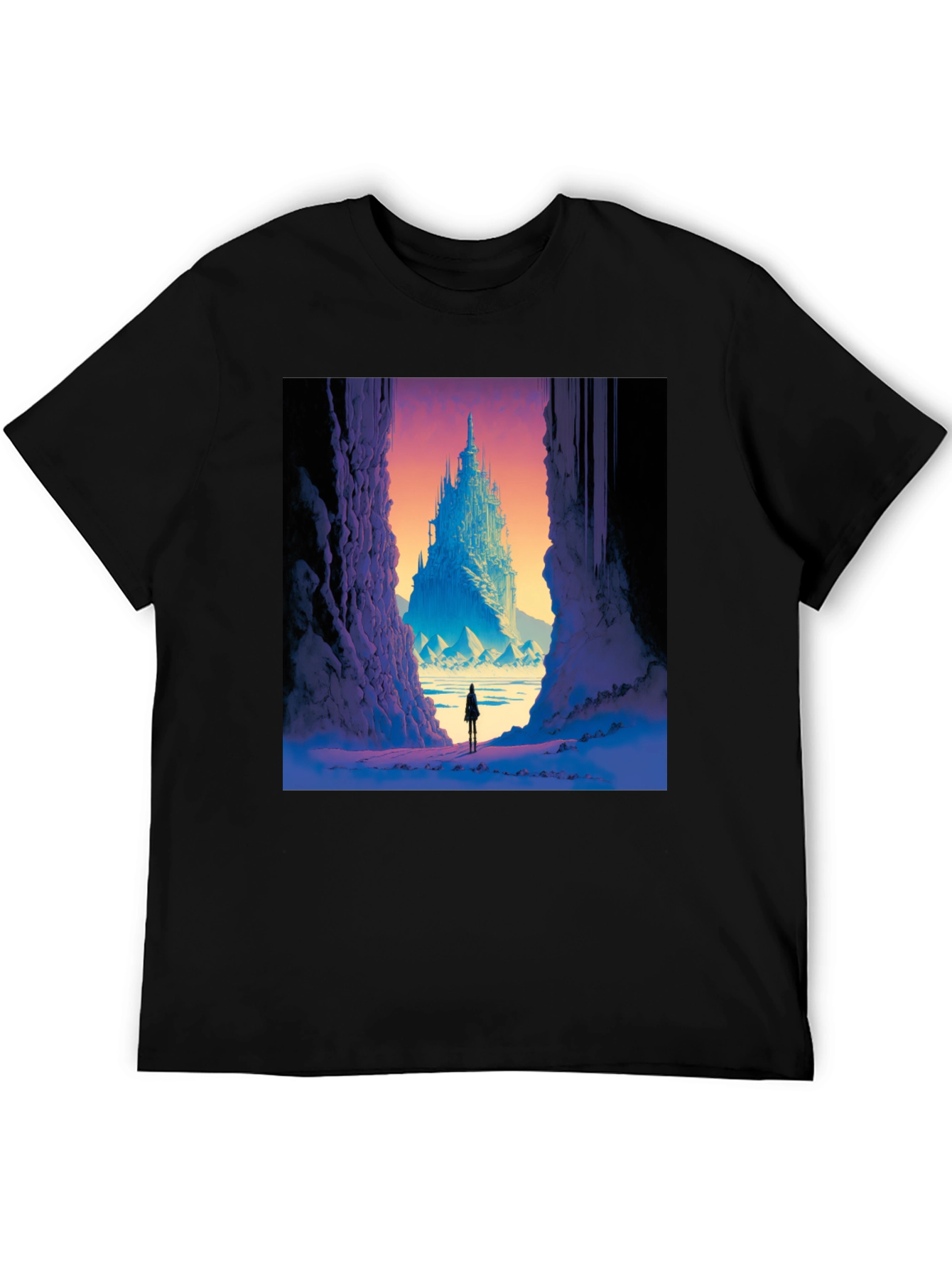 Fantasy Castle Print Black T-Shirt
