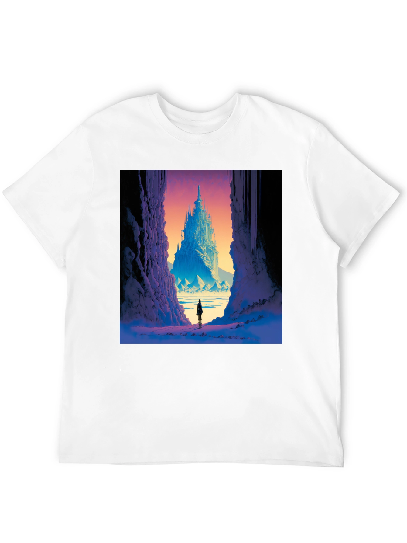 Fantasy Castle Print Black T-Shirt