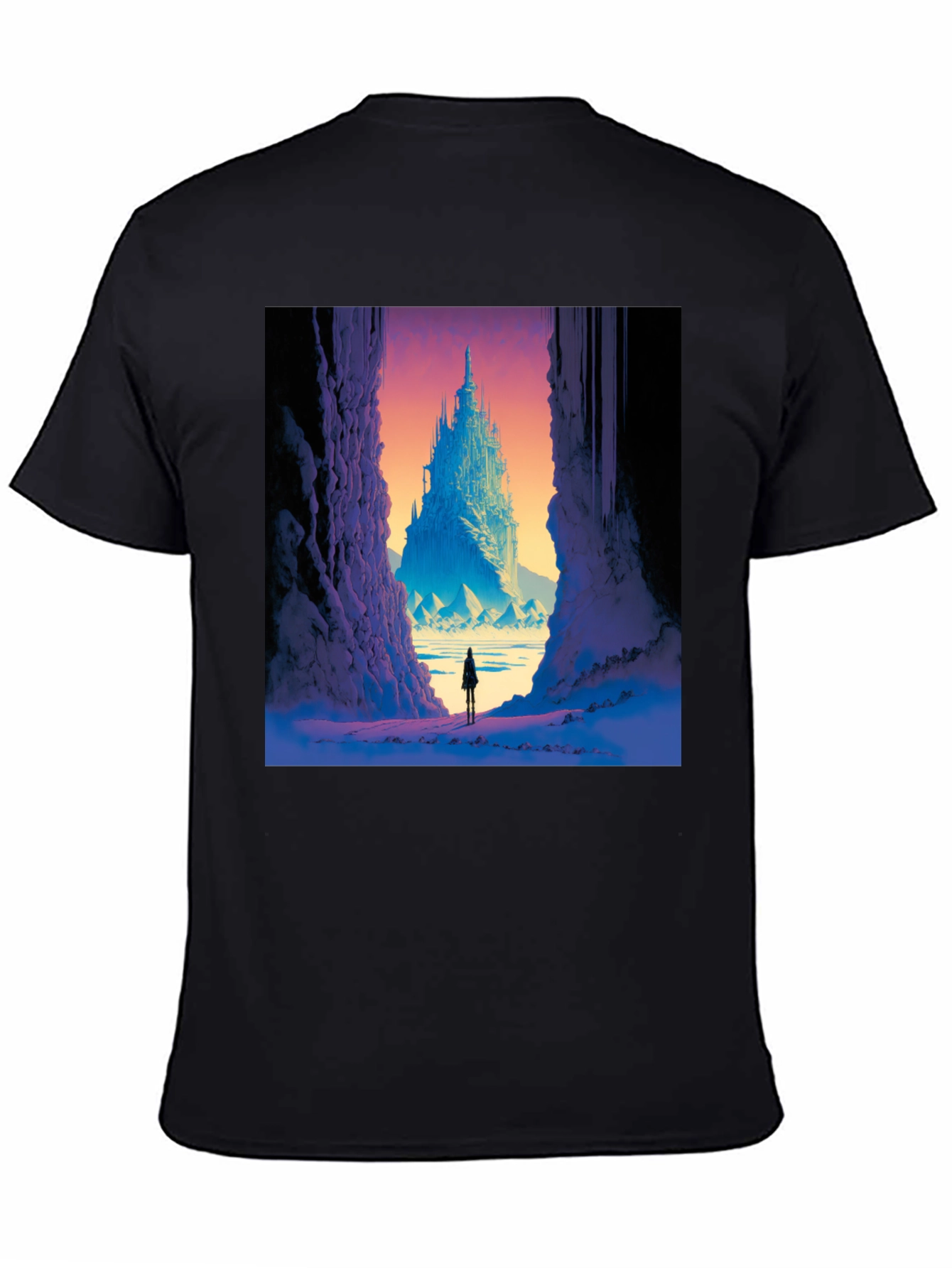 Fantasy Castle Print Black T-Shirt
