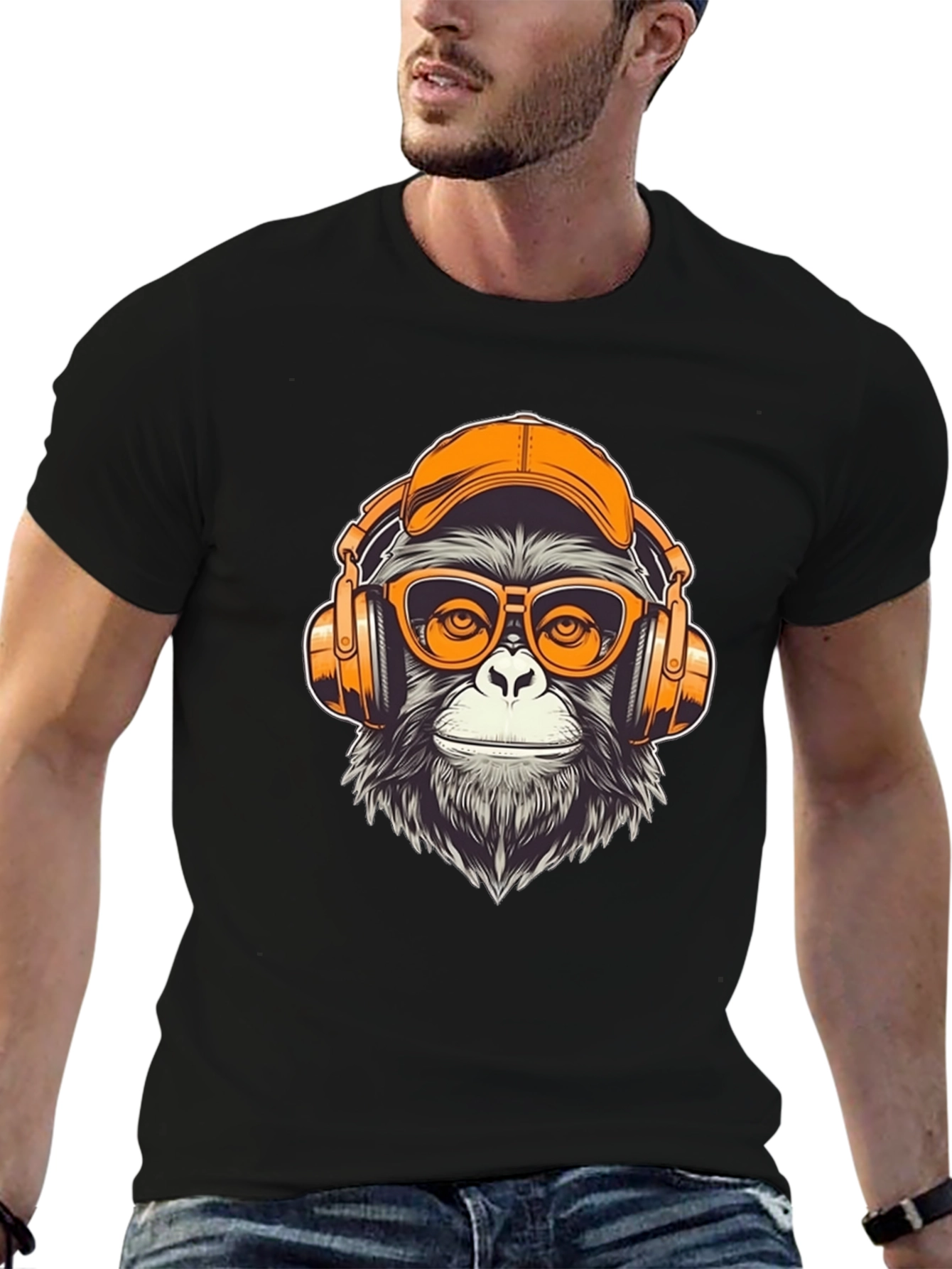 Monkey DJ Graphic Tee - Cool Black T-Shirt