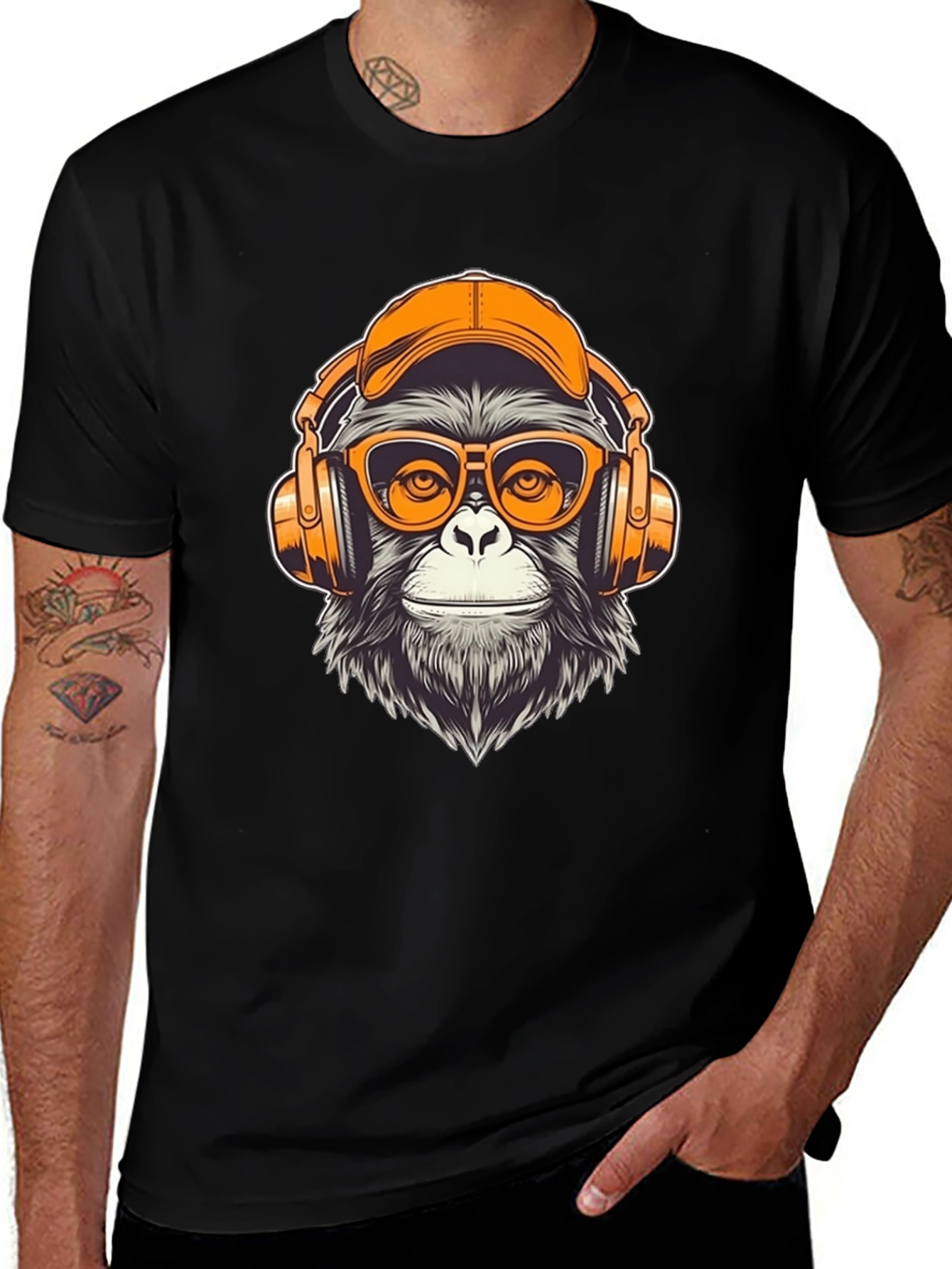 Monkey DJ Graphic Tee - Cool Black T-Shirt