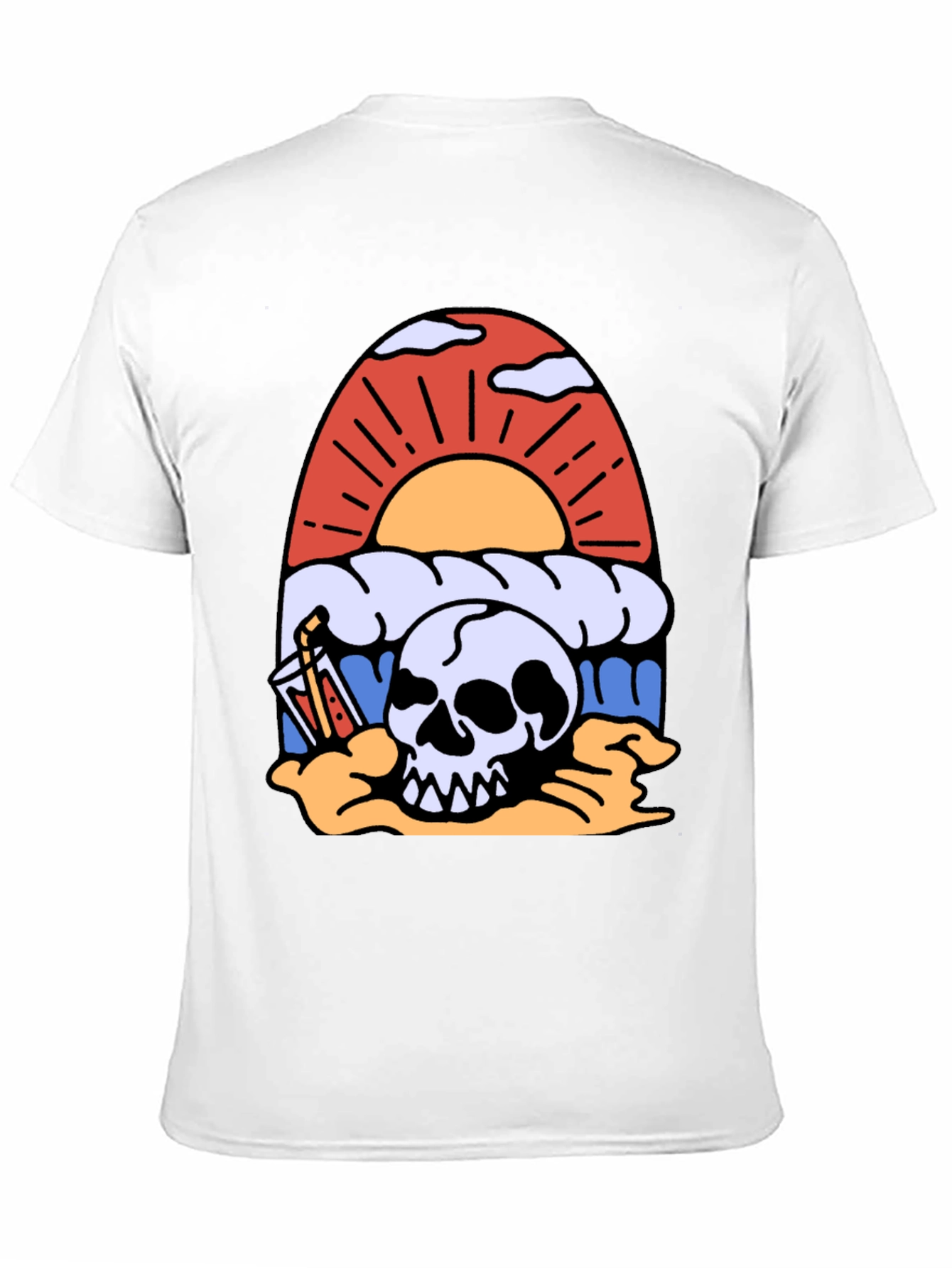 Skull Beach Sunset T-Shirt - Graphic Tee