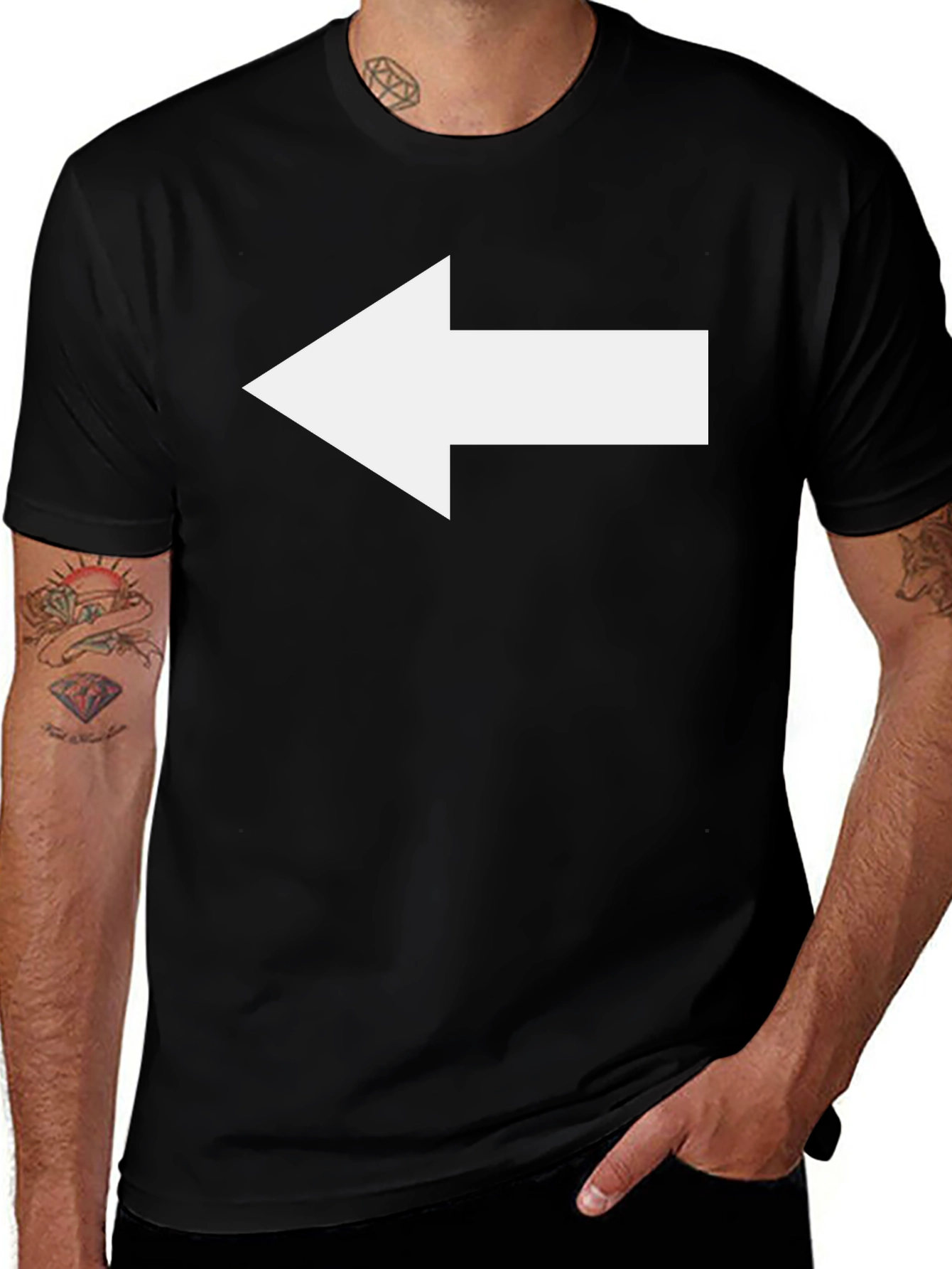 Left Arrow T-Shirt - Graphic Print Casual Tee