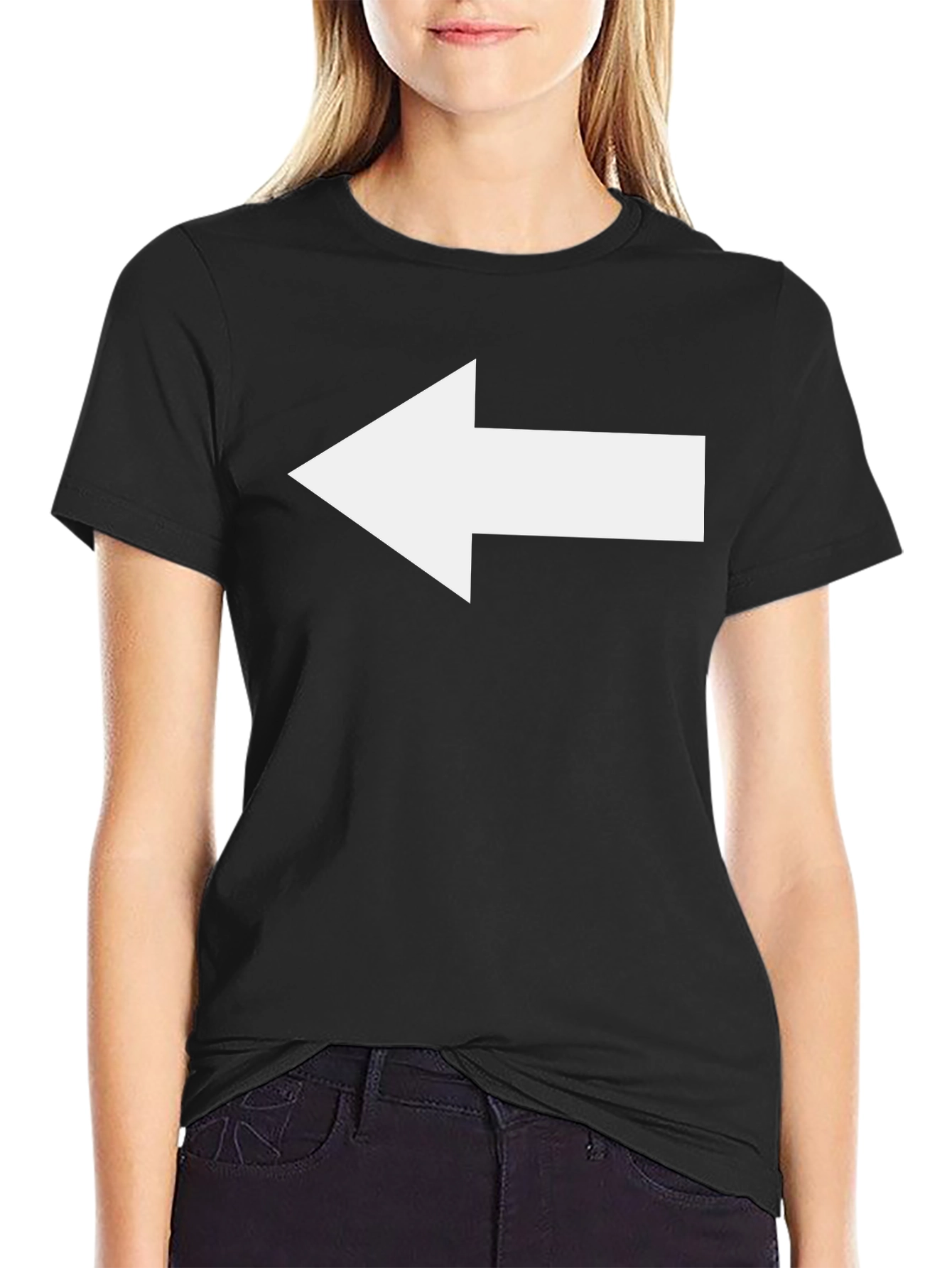 Left Arrow T-Shirt - Graphic Print Casual Tee