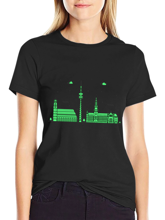 Munich Skyline T-Shirt - Black Cotton Tee