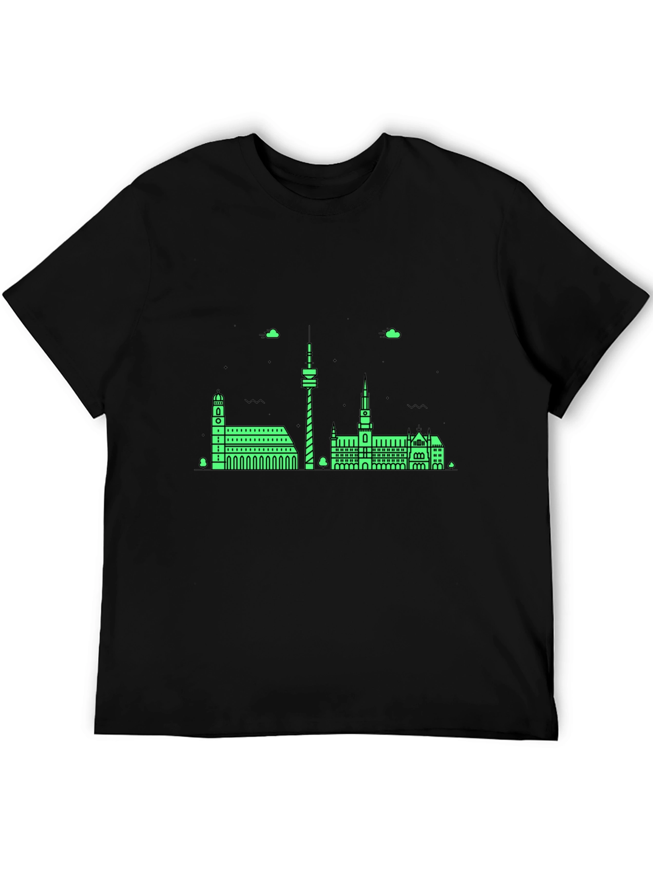 Munich Skyline T-Shirt - Black Cotton Tee