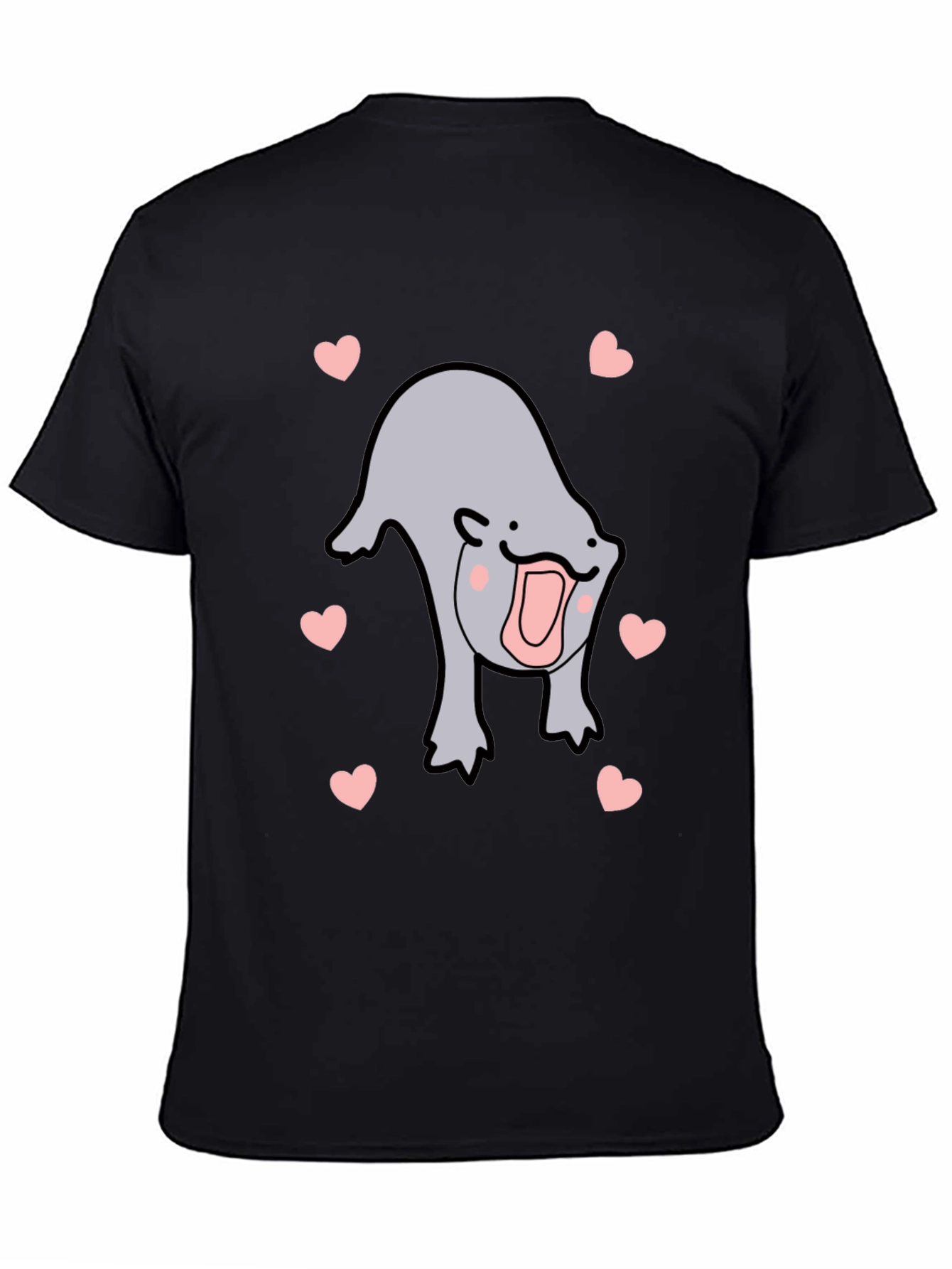 Cute Otter Heart Black T-Shirt