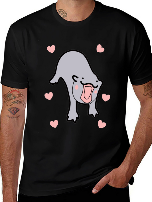 Cute Otter Heart Black T-Shirt