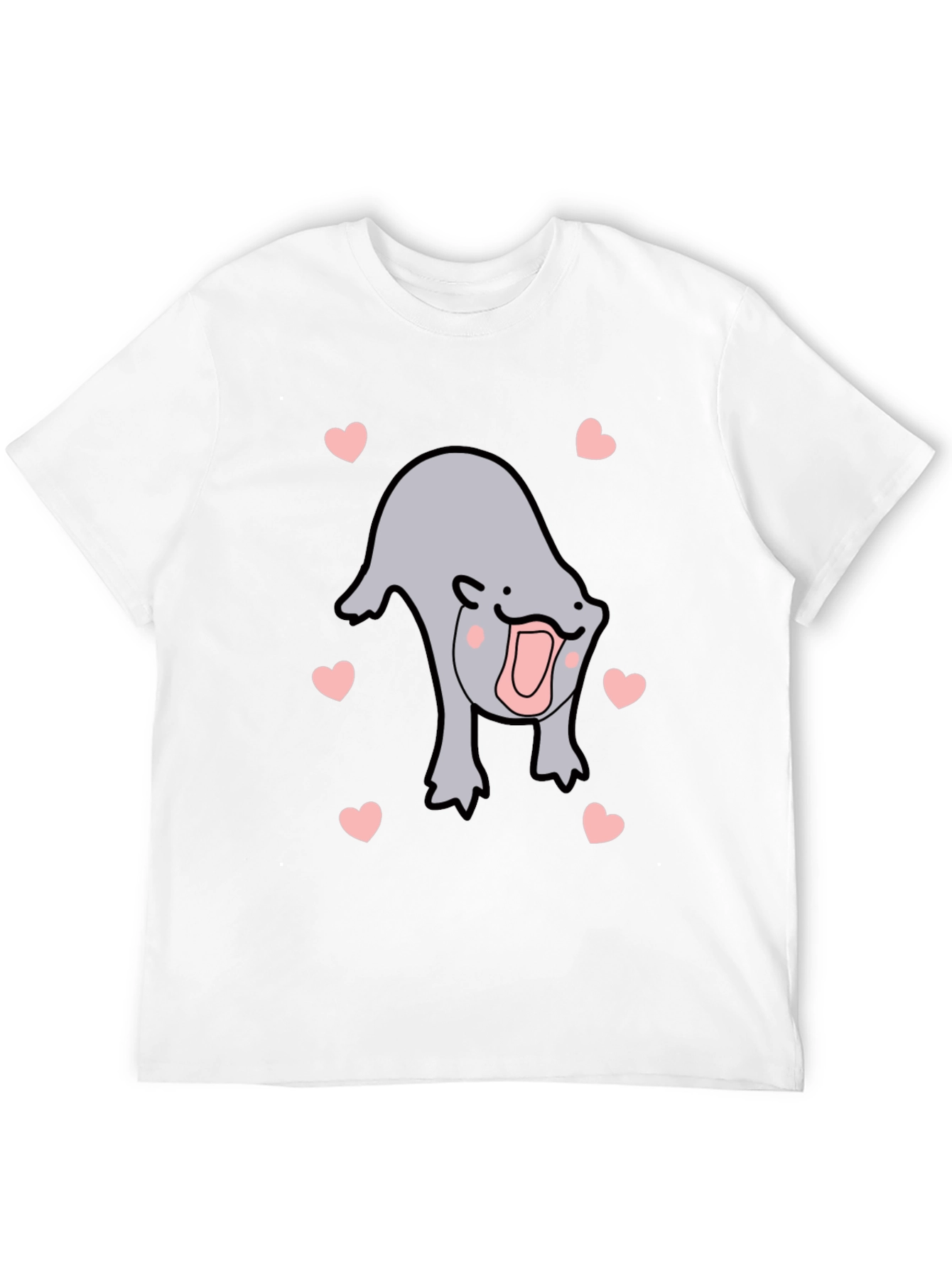 Cute Otter Heart Black T-Shirt