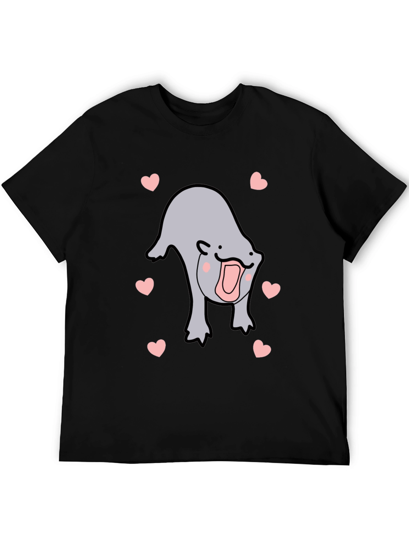 Cute Otter Heart Black T-Shirt