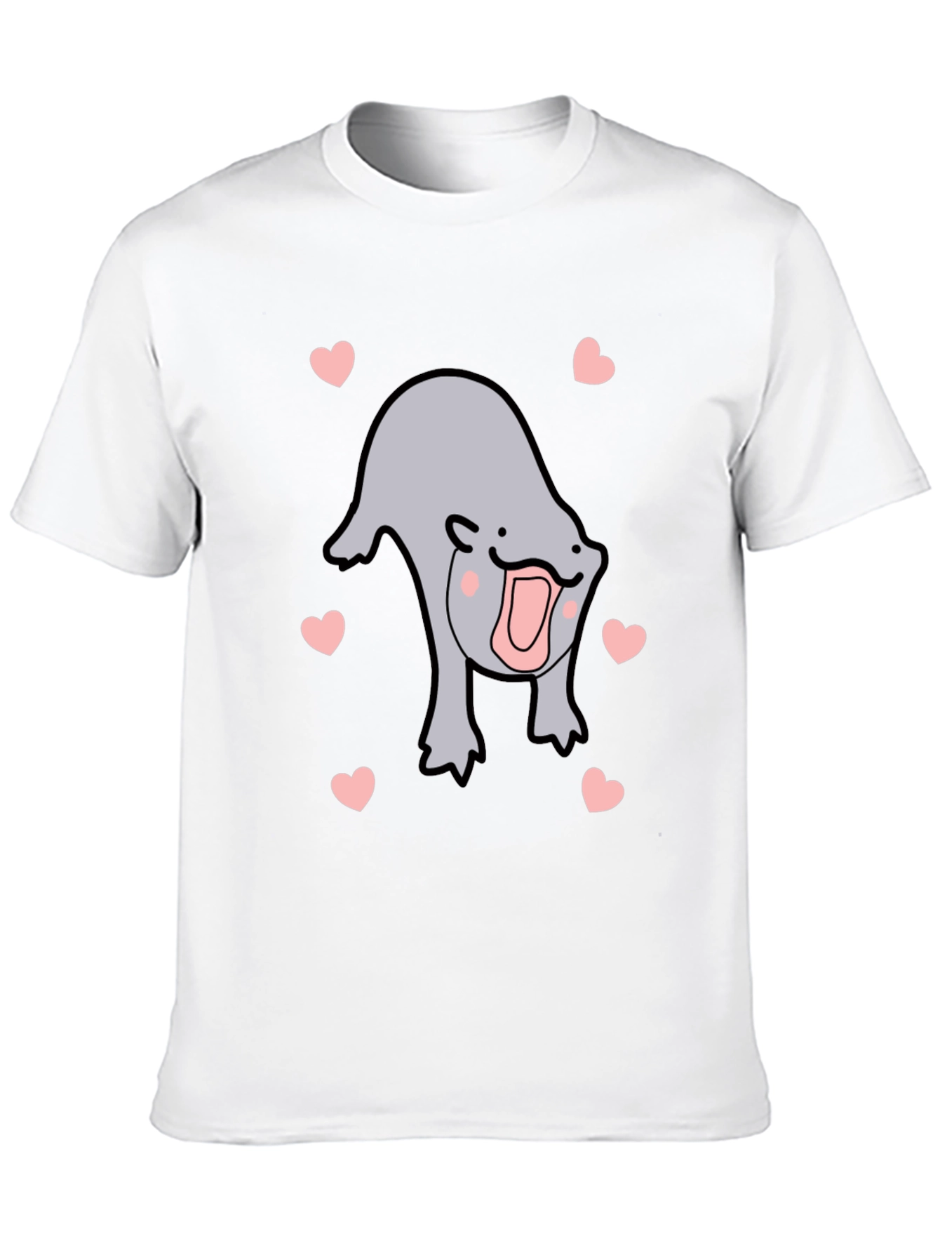 Cute Otter Heart Black T-Shirt
