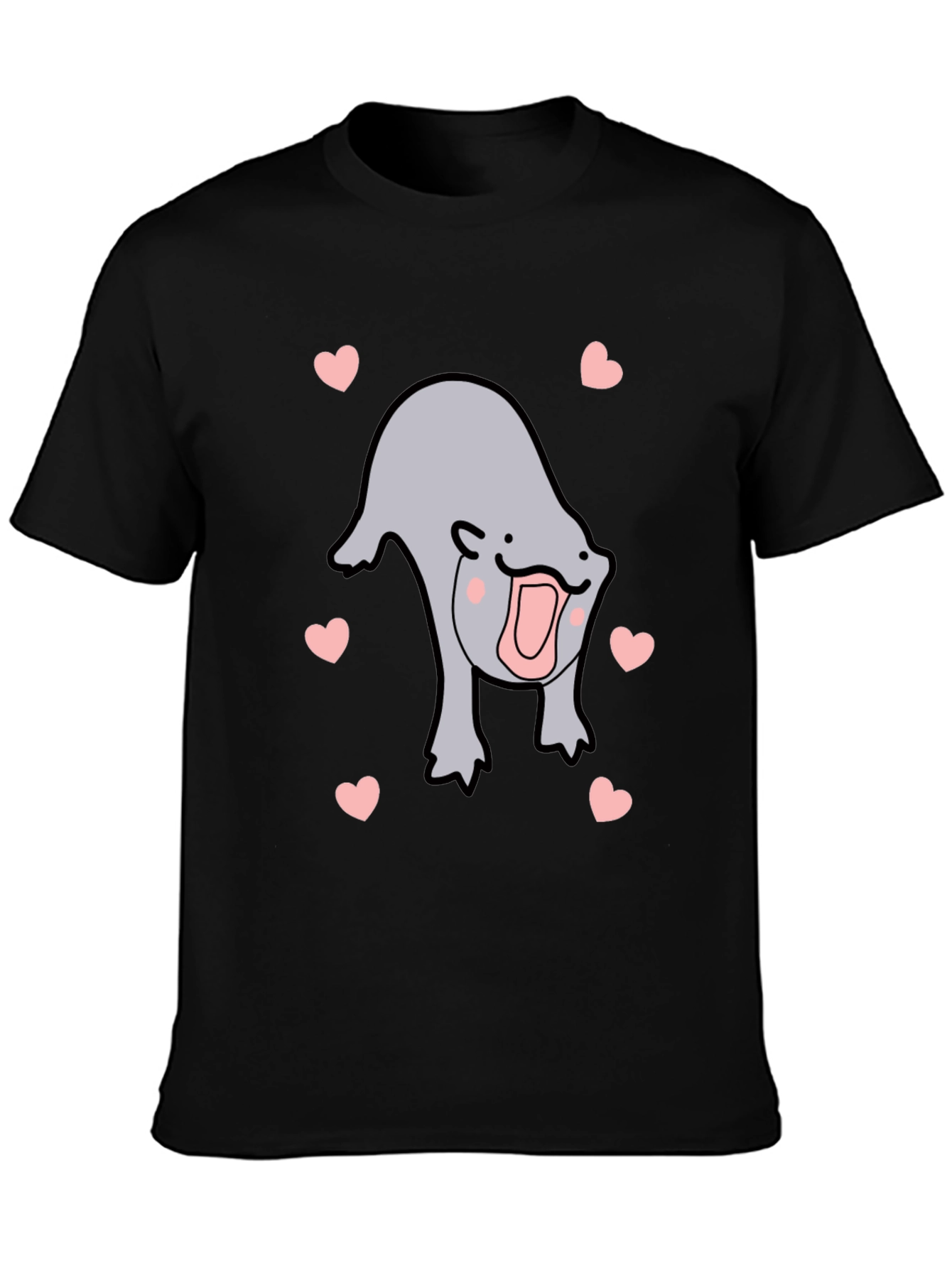 Cute Otter Heart Black T-Shirt