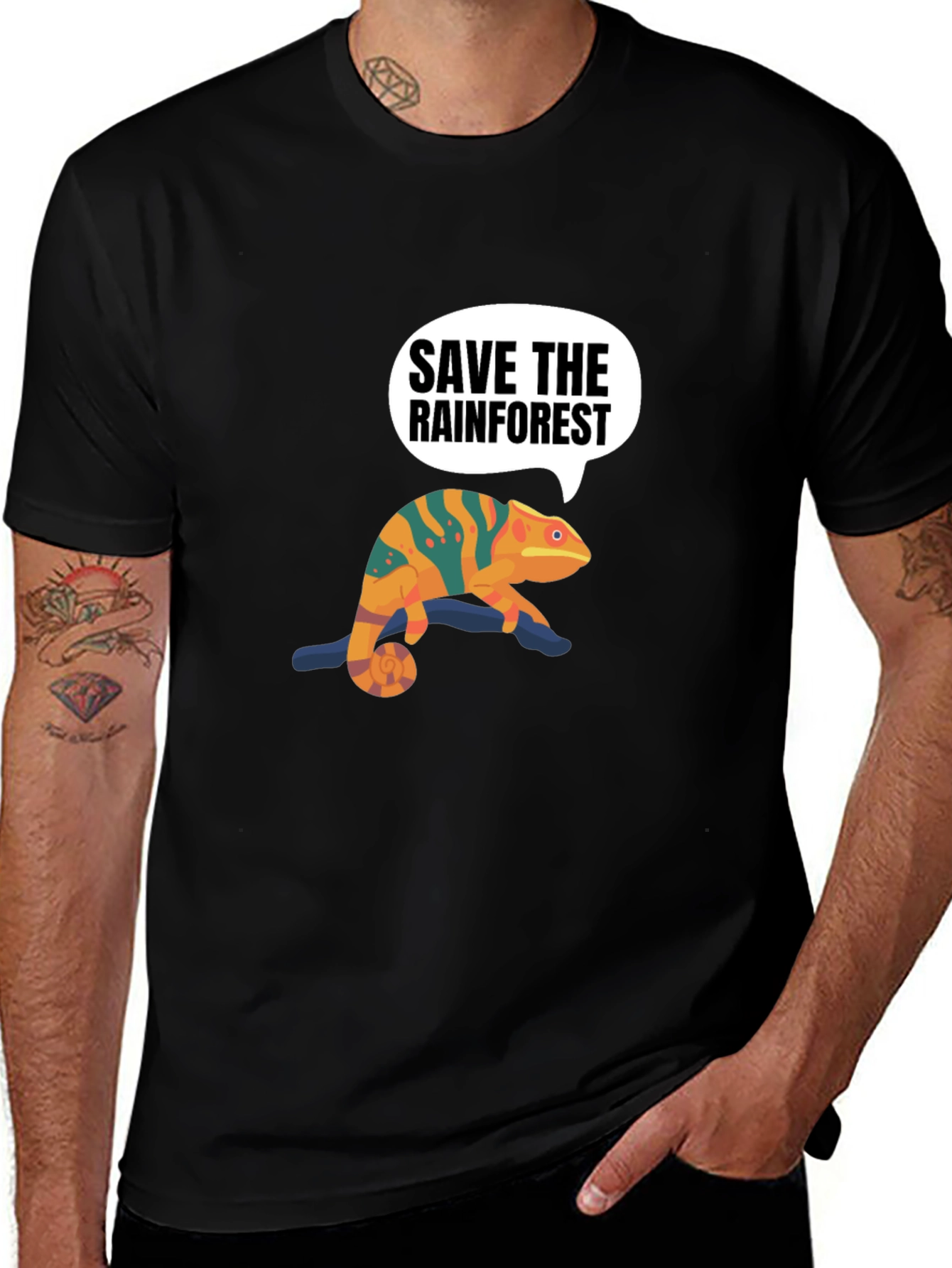Save the Rainforest Chameleon Graphic Tee