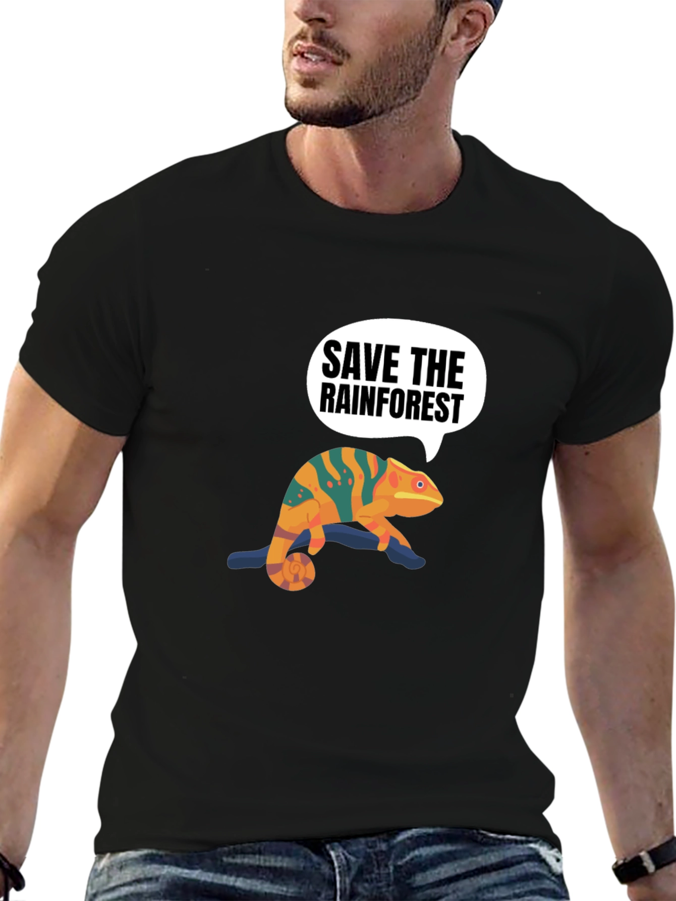 Save the Rainforest Chameleon Graphic Tee