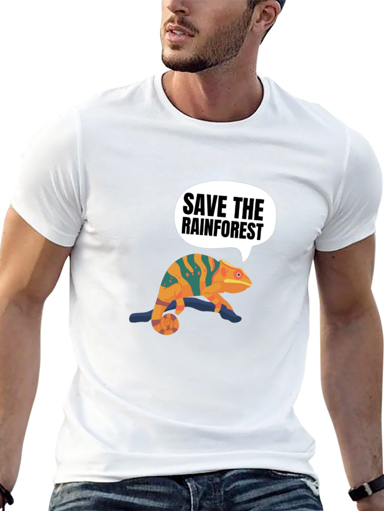 Save the Rainforest Chameleon Graphic Tee