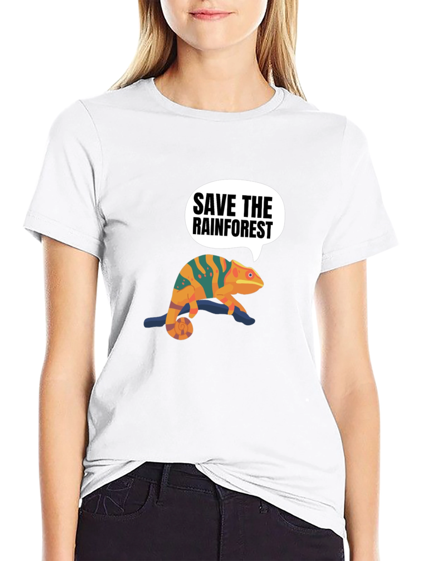 Save the Rainforest Chameleon Graphic Tee