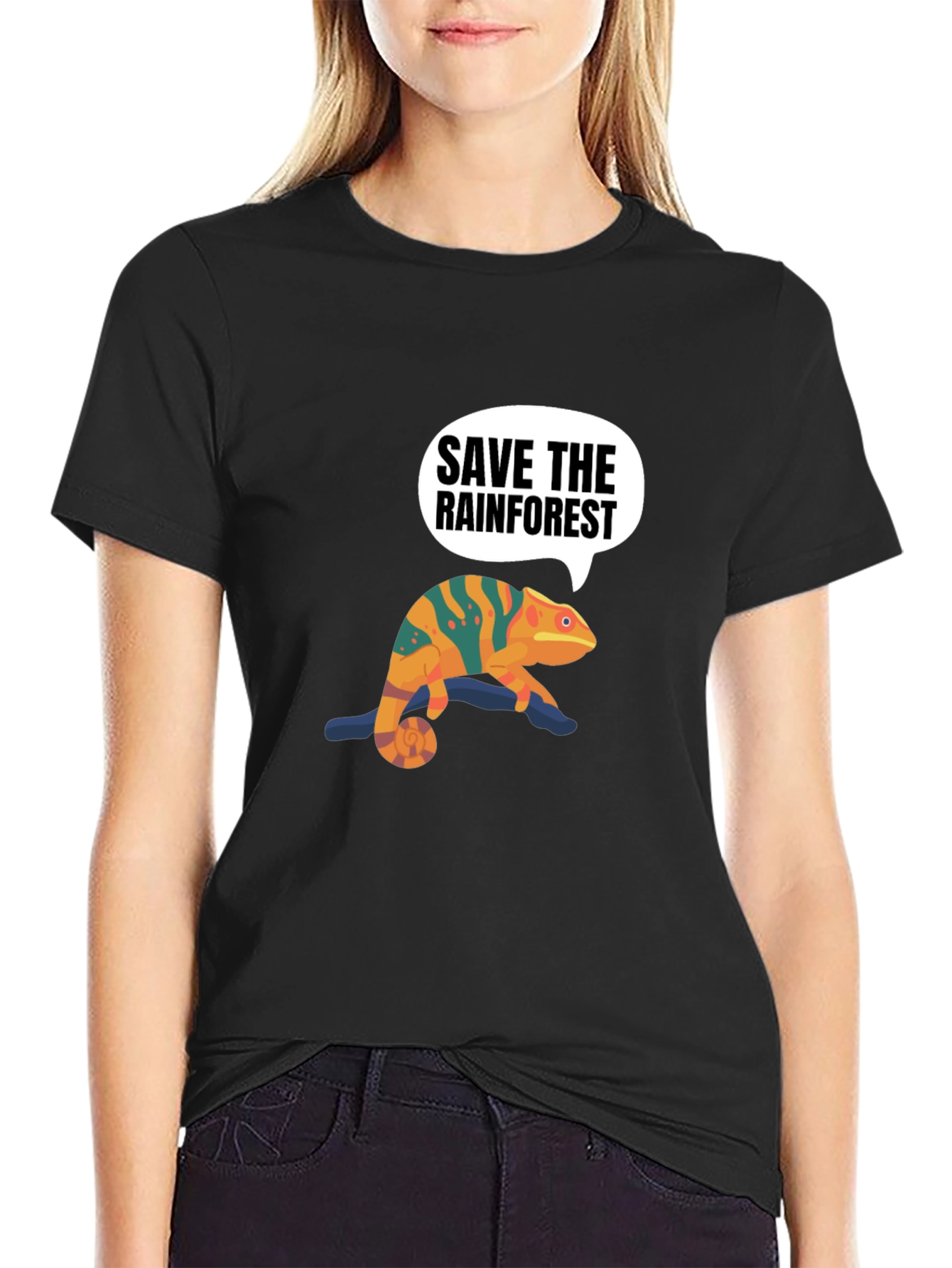 Save the Rainforest Chameleon Graphic Tee
