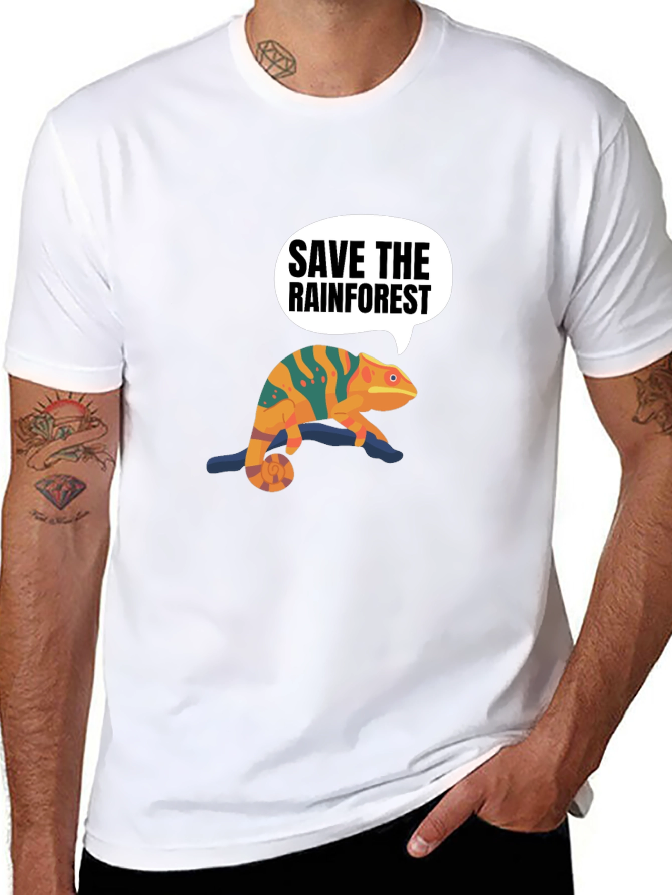 Save the Rainforest Chameleon Graphic Tee