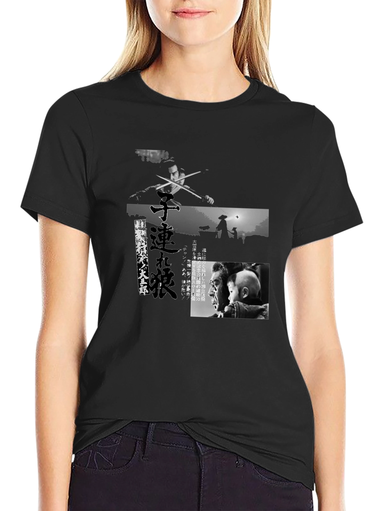 Stylish Graphic Tee: Black & White Movie Scene Design