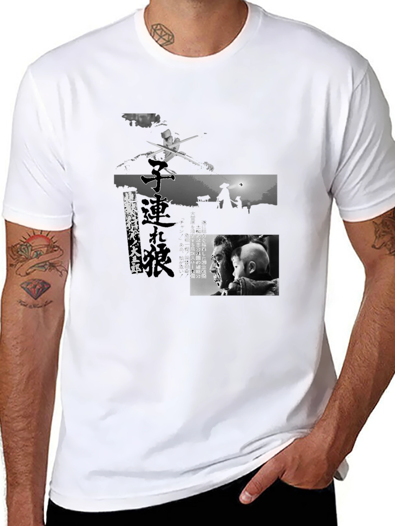 Stylish Graphic Tee: Black & White Movie Scene Design