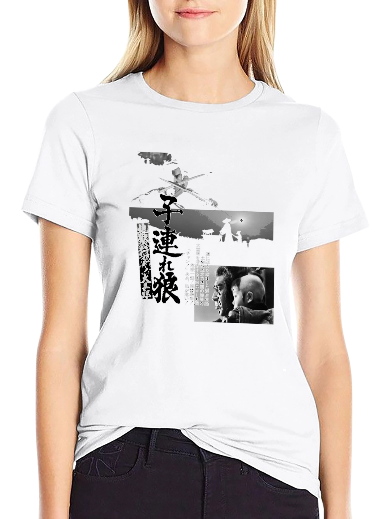 Stylish Graphic Tee: Black & White Movie Scene Design