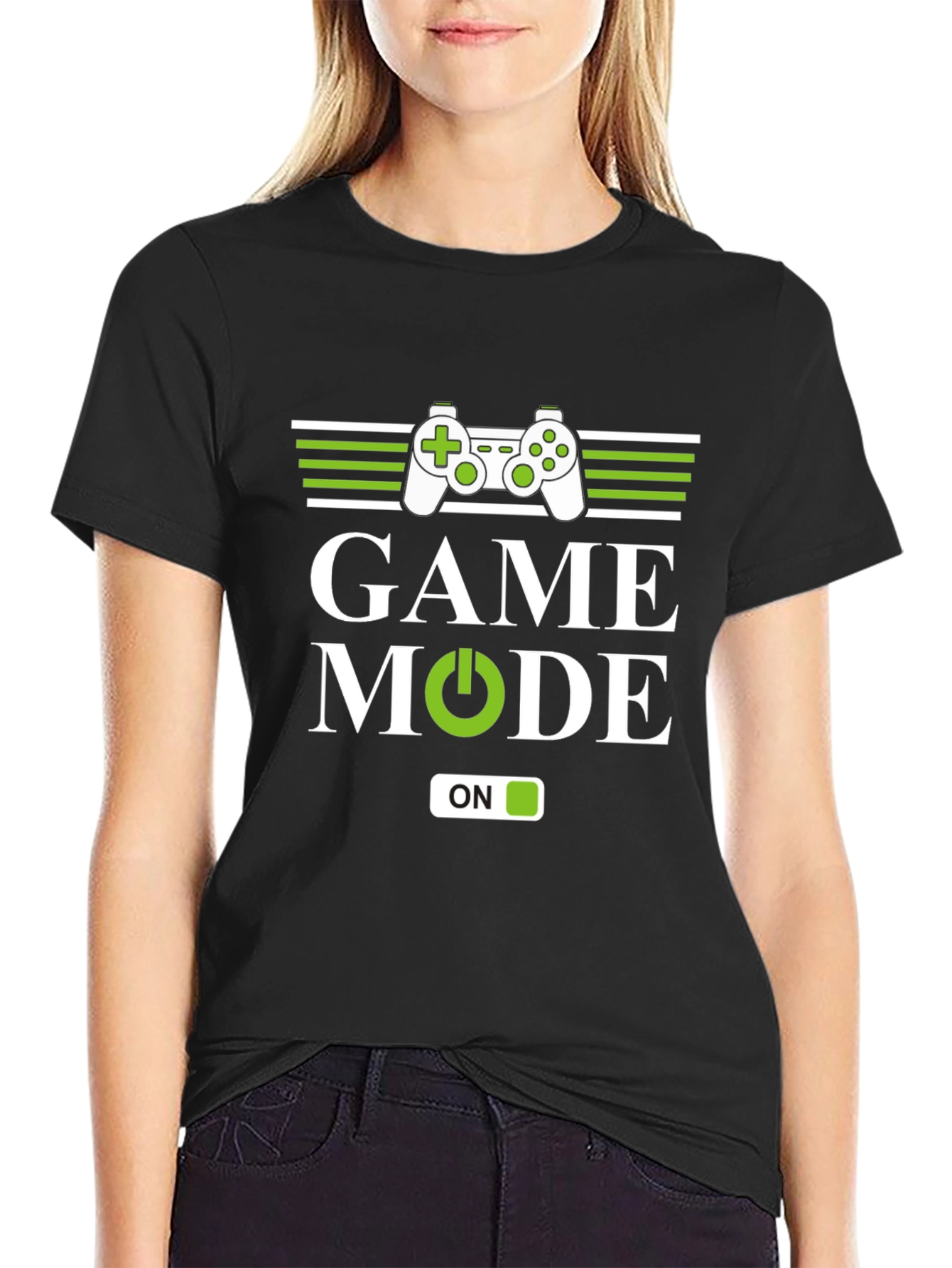 Game Mode ON Black Graphic Tee for Gamers