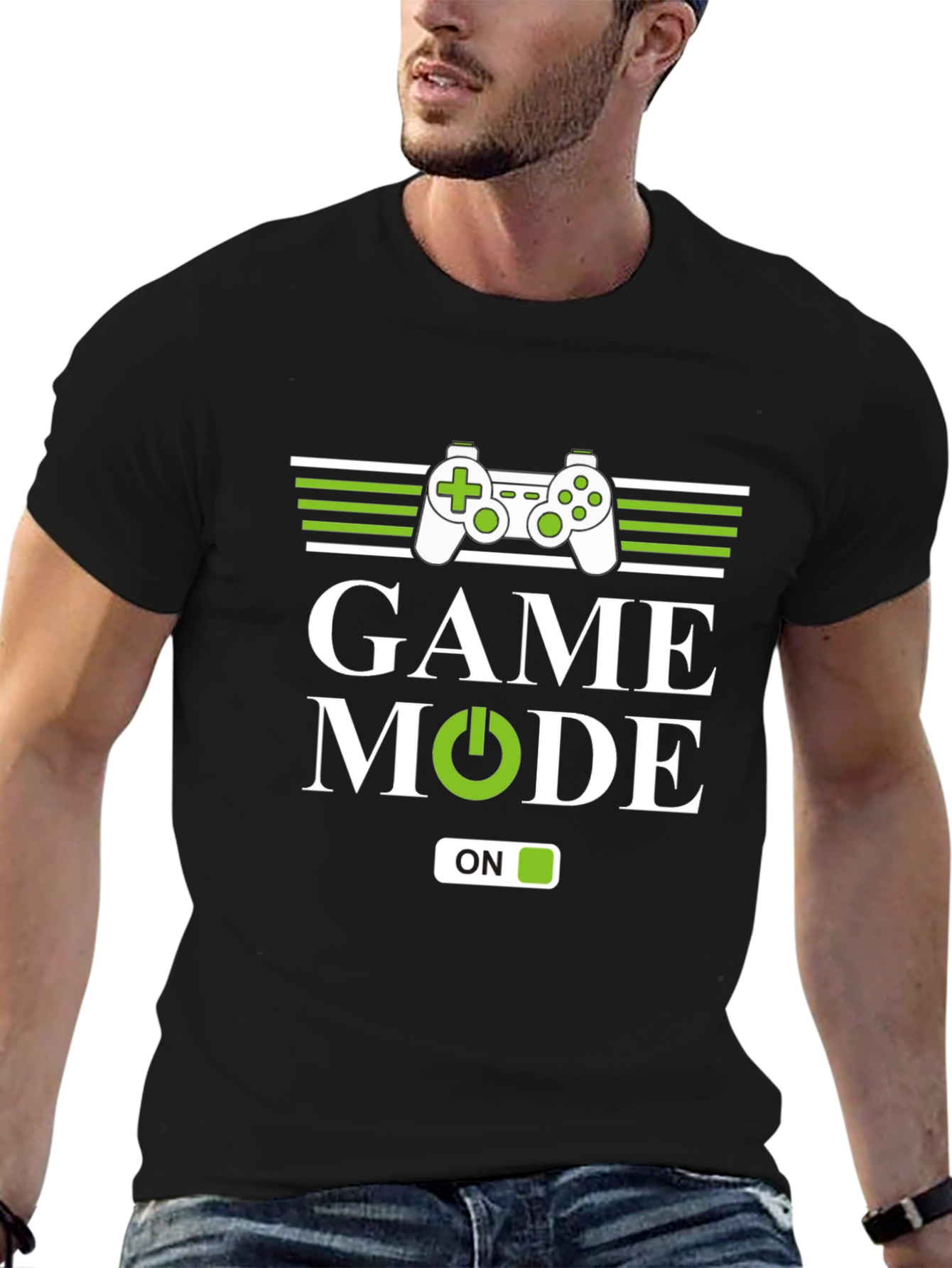 Game Mode ON Black Graphic Tee for Gamers