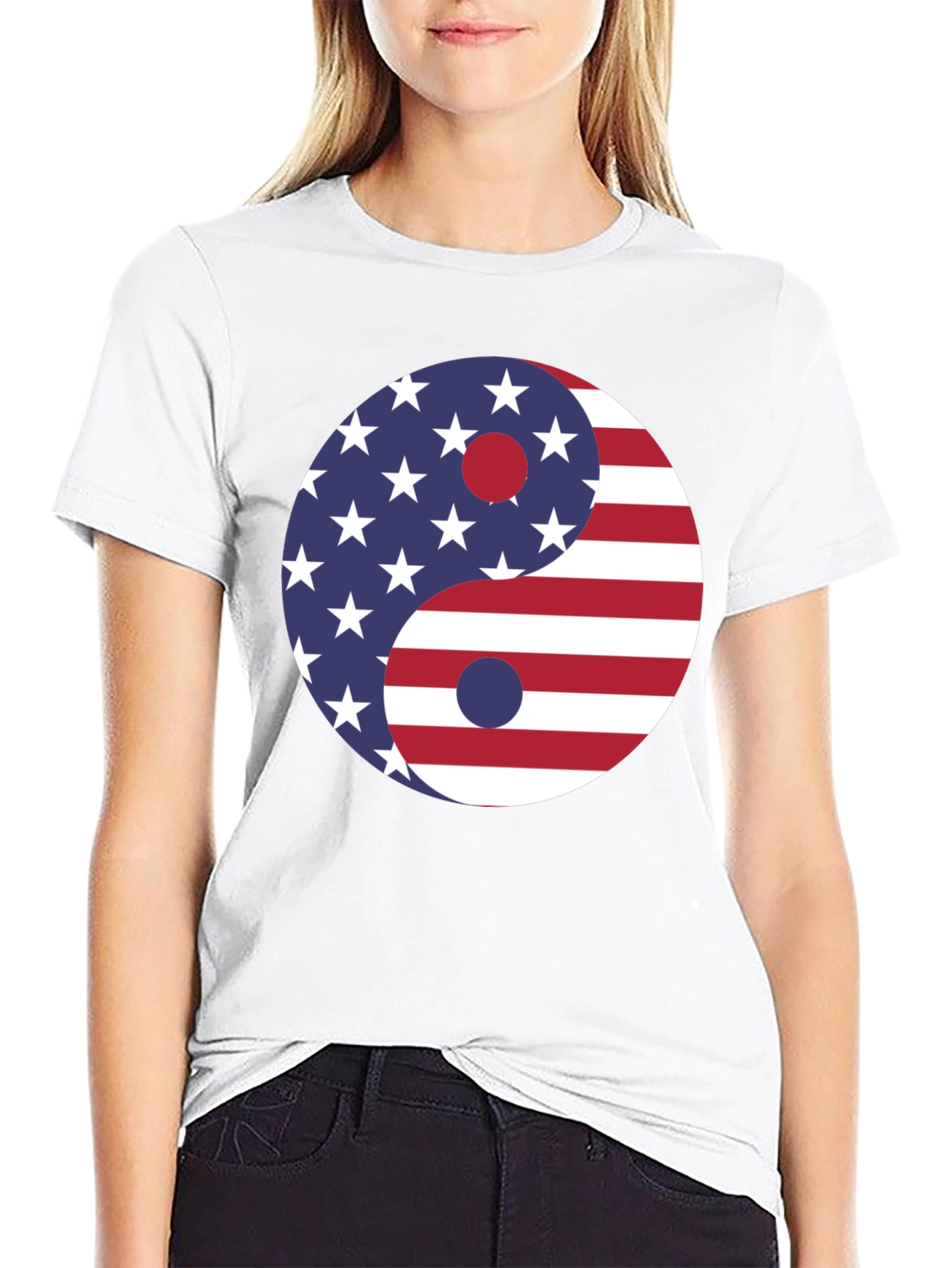 Yin Yang USA Flag Graphic Tee