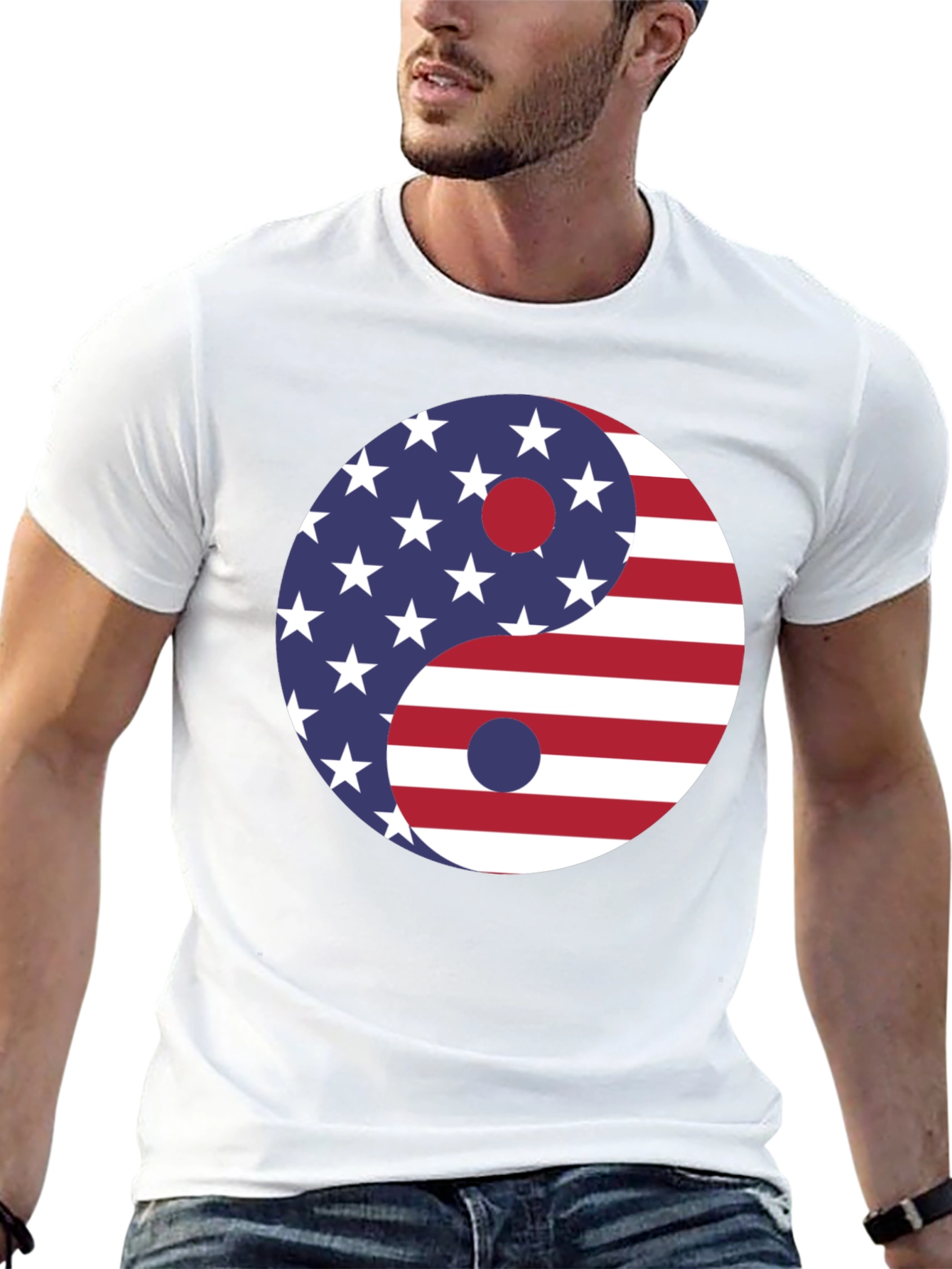 Yin Yang USA Flag Graphic Tee