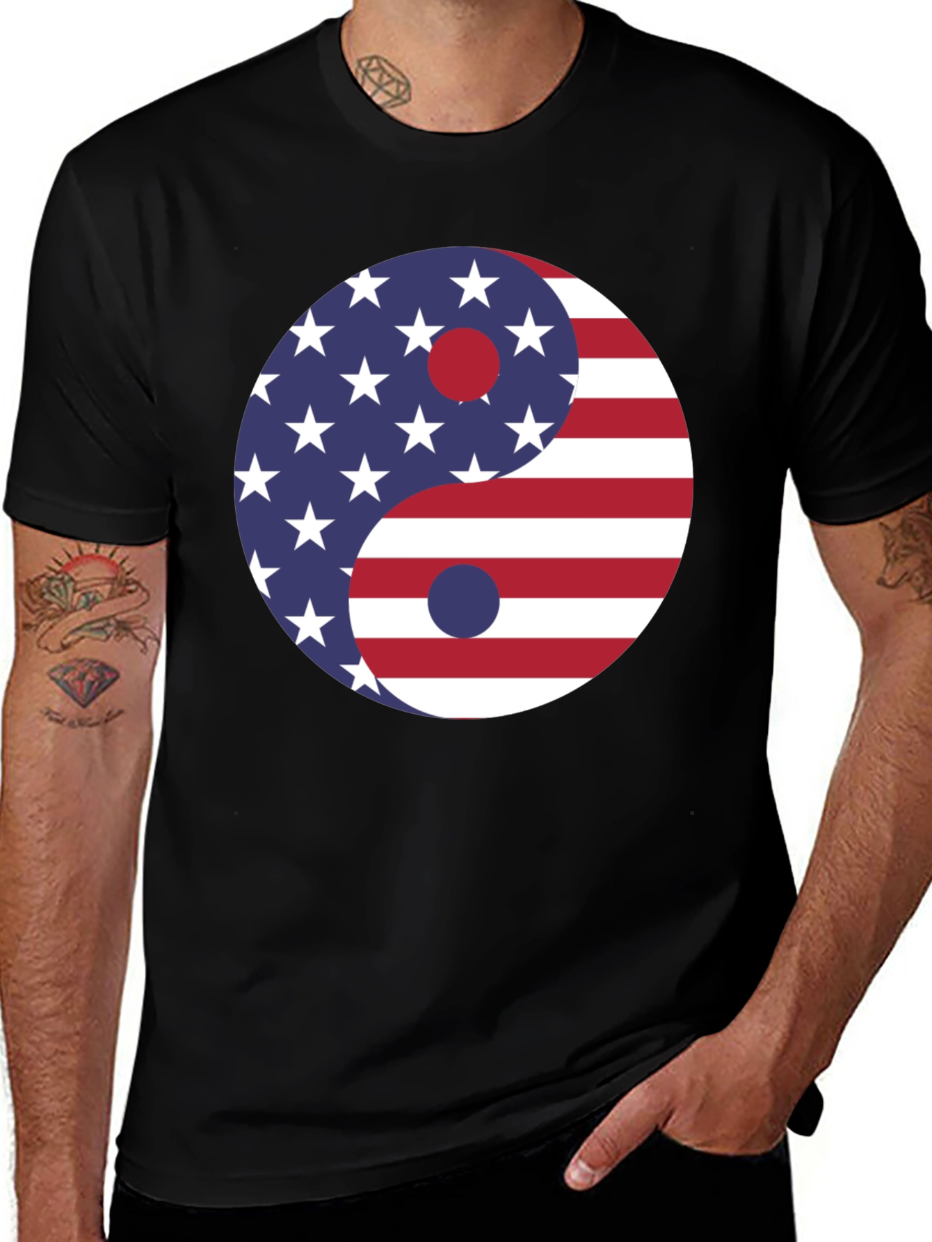 Yin Yang USA Flag Graphic Tee