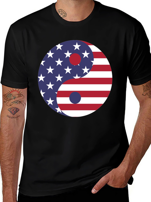 Yin Yang USA Flag Graphic Tee