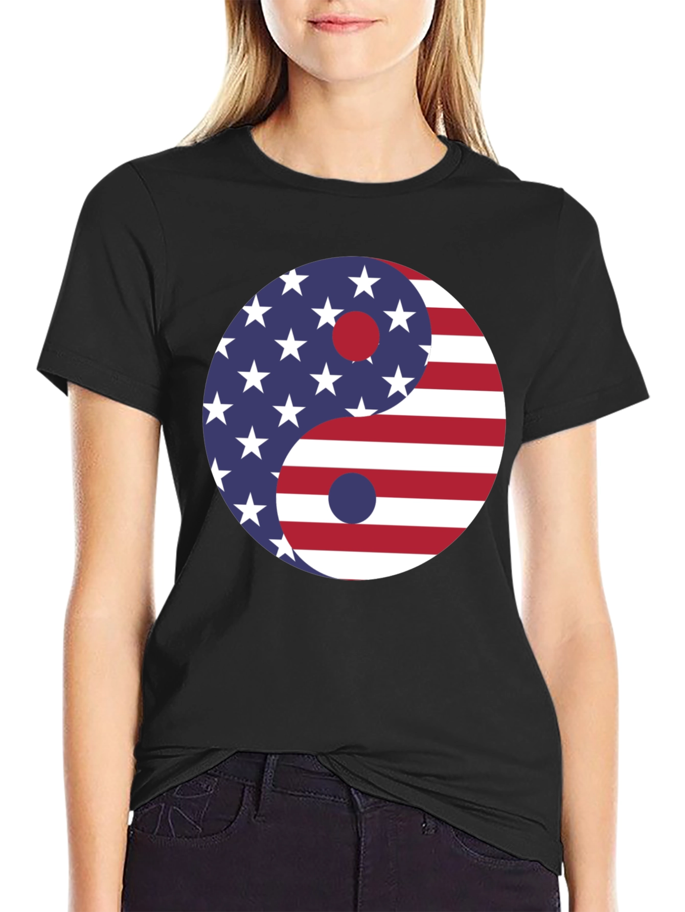 Yin Yang USA Flag Graphic Tee