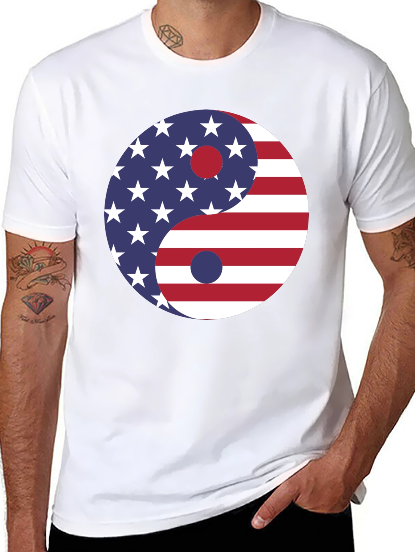 Yin Yang USA Flag Graphic Tee