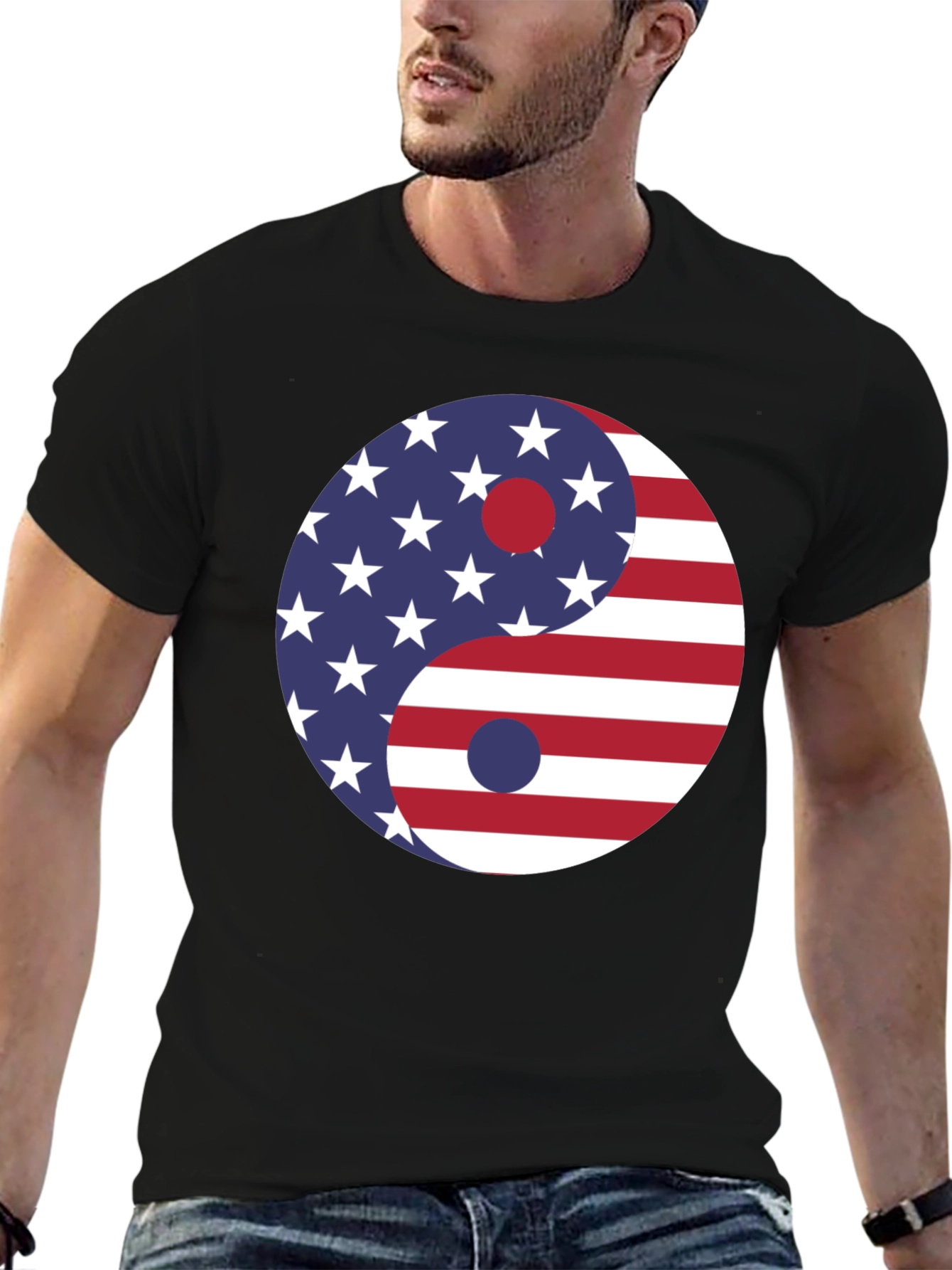Yin Yang USA Flag Graphic Tee