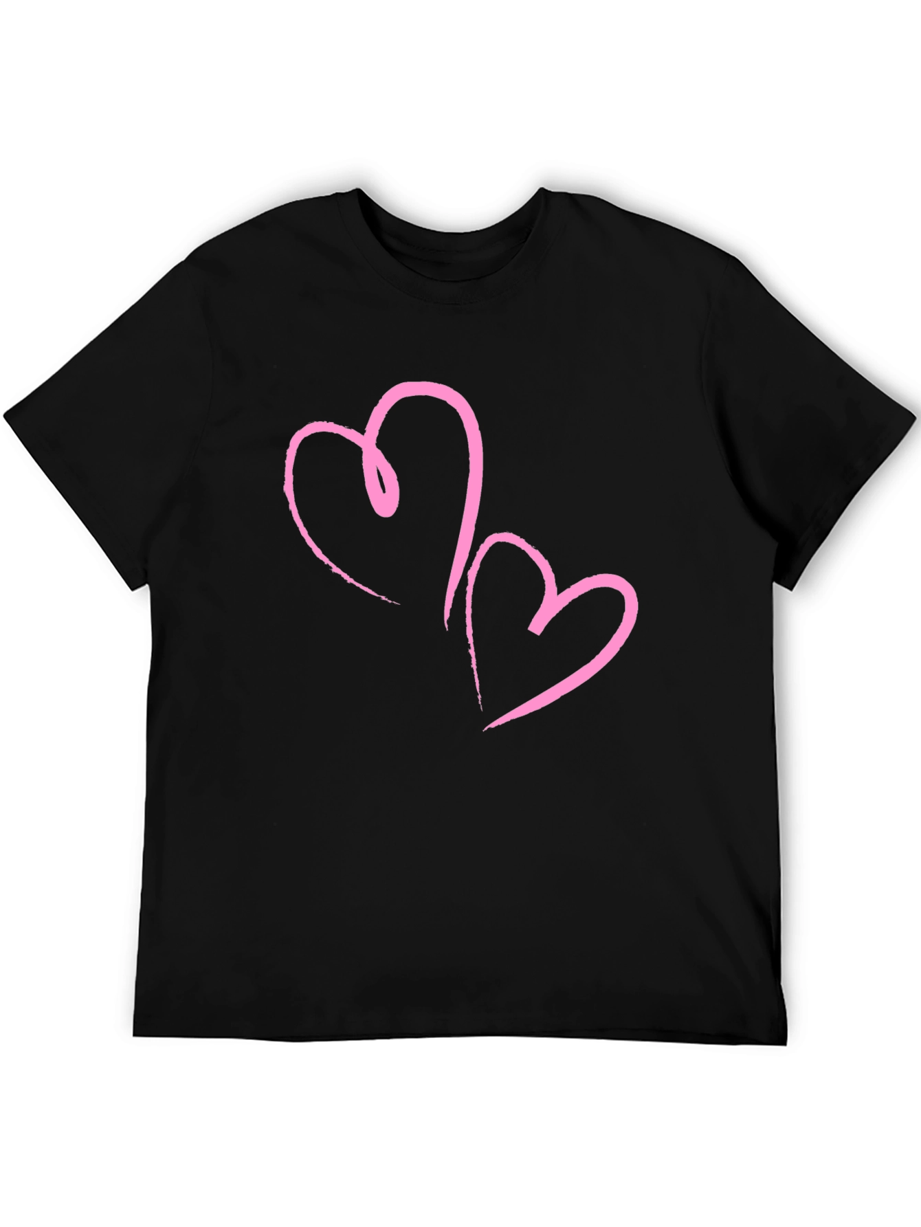 Black T-Shirt with Pink Hearts Design