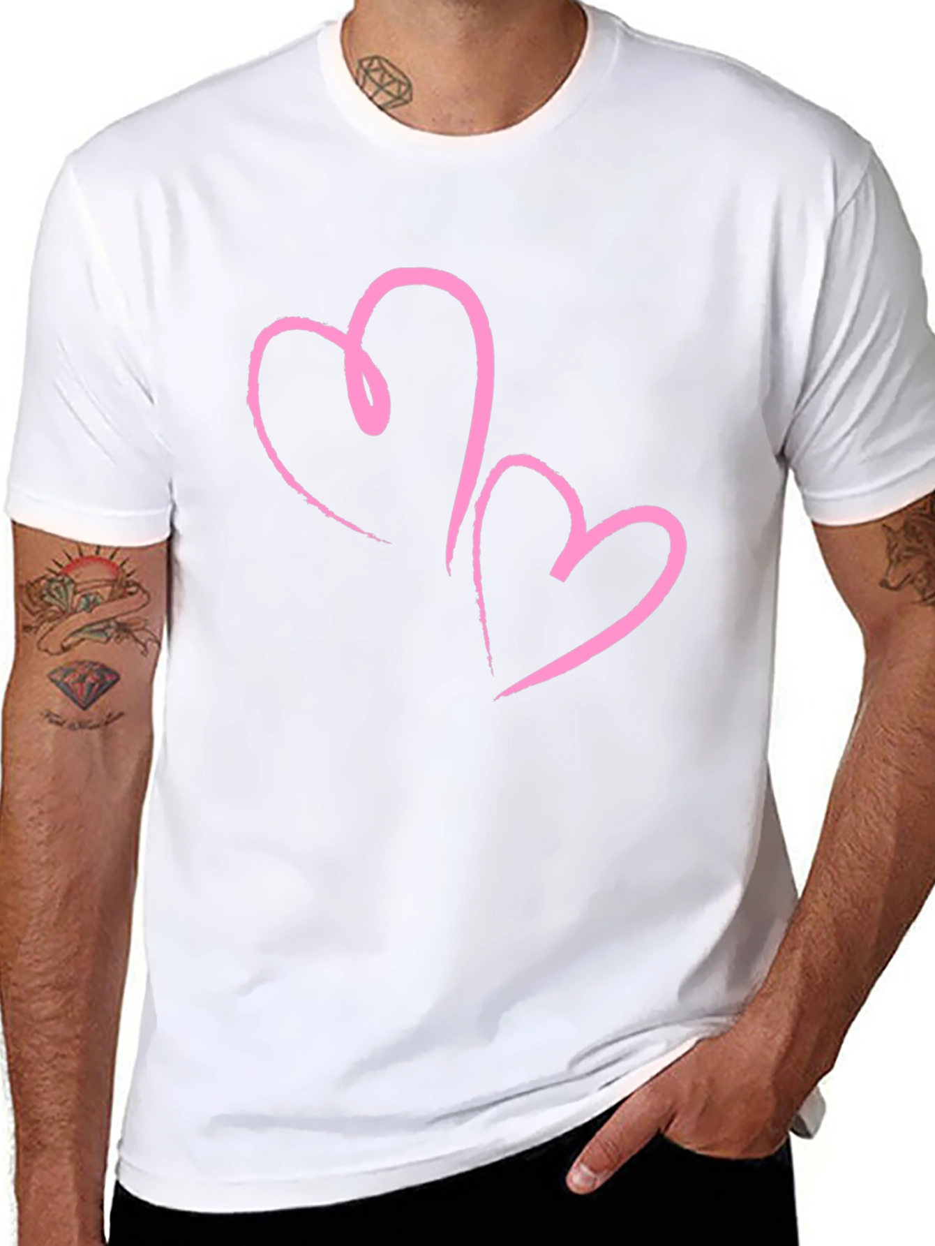 Black T-Shirt with Pink Hearts Design