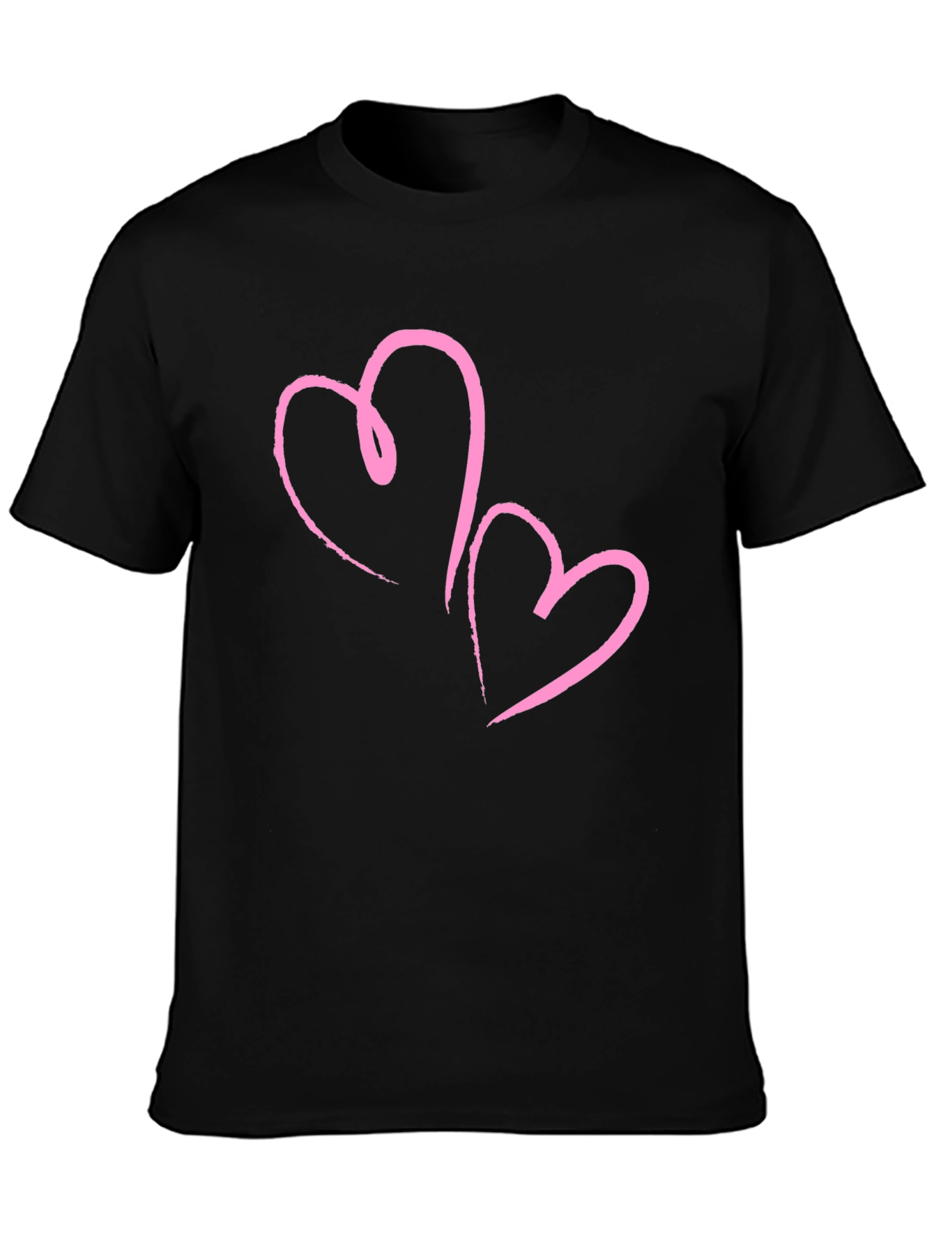 Black T-Shirt with Pink Hearts Design