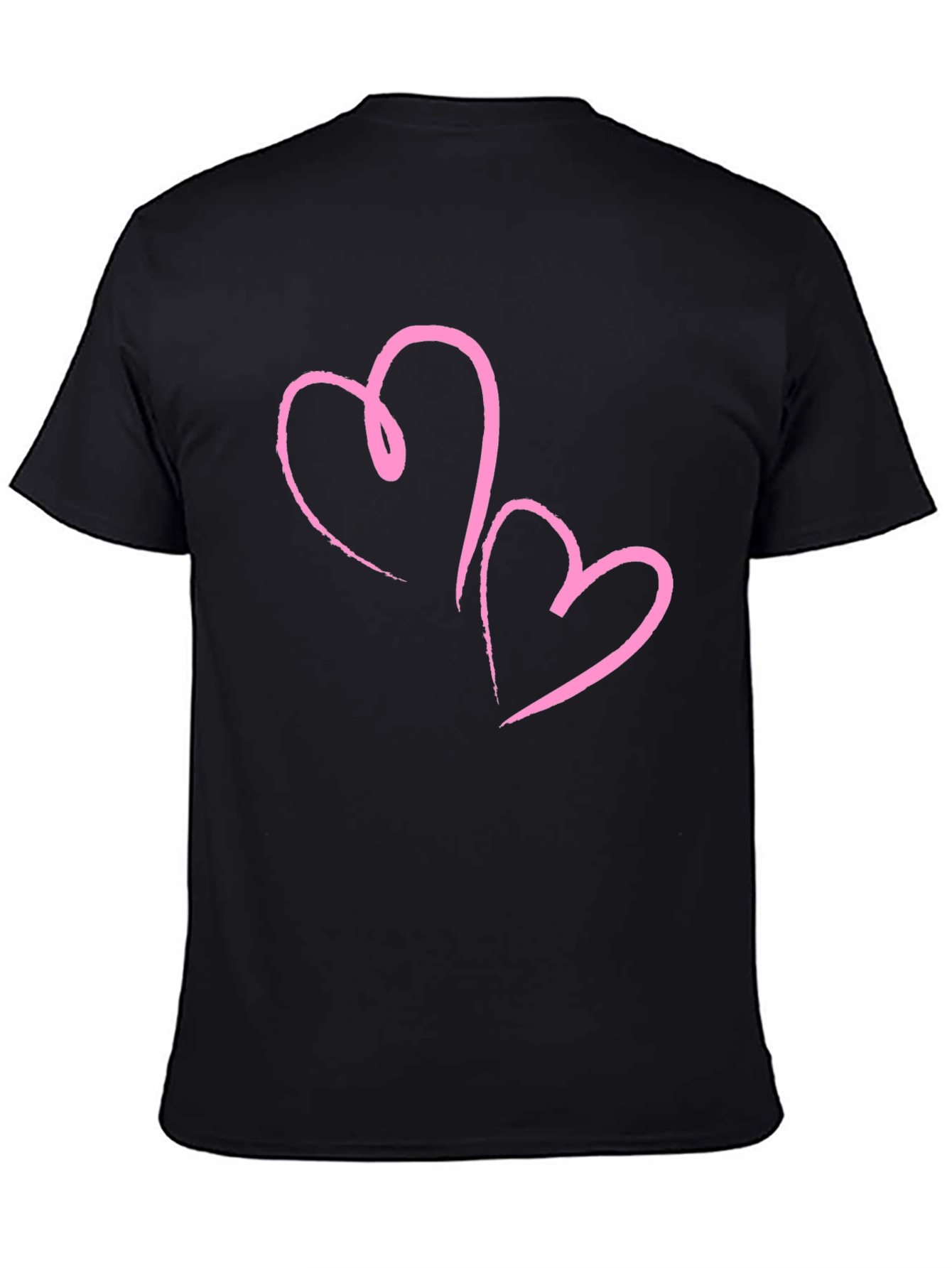 Black T-Shirt with Pink Hearts Design