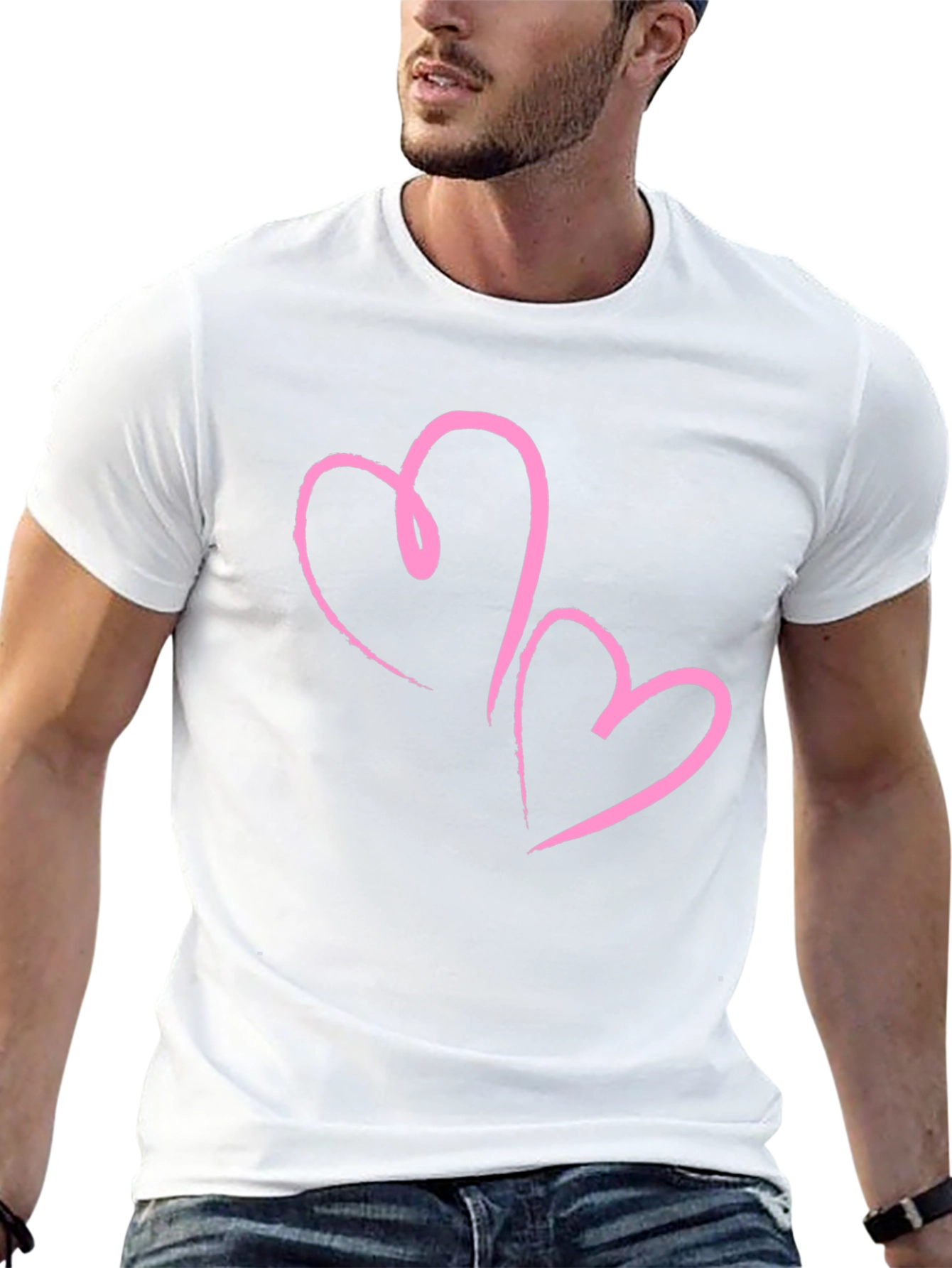 Black T-Shirt with Pink Hearts Design