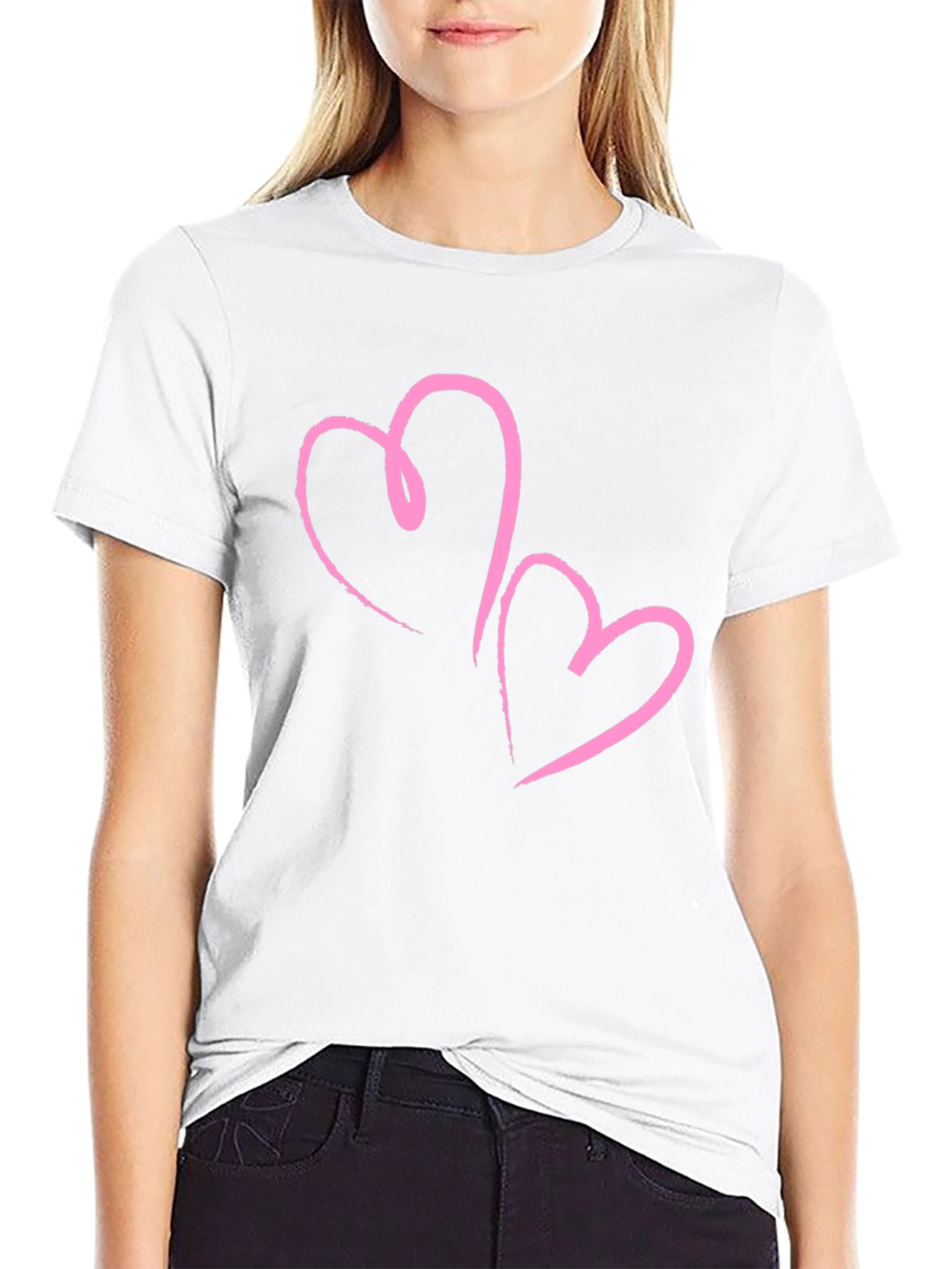 Black T-Shirt with Pink Hearts Design