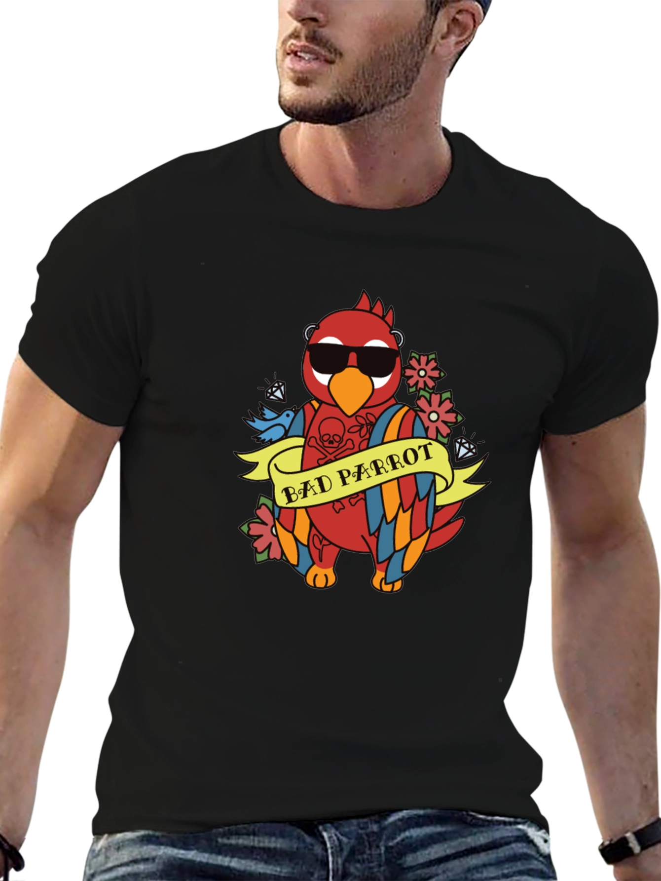 Bad Parrot Graphic Tee - Funny Animal T-Shirt