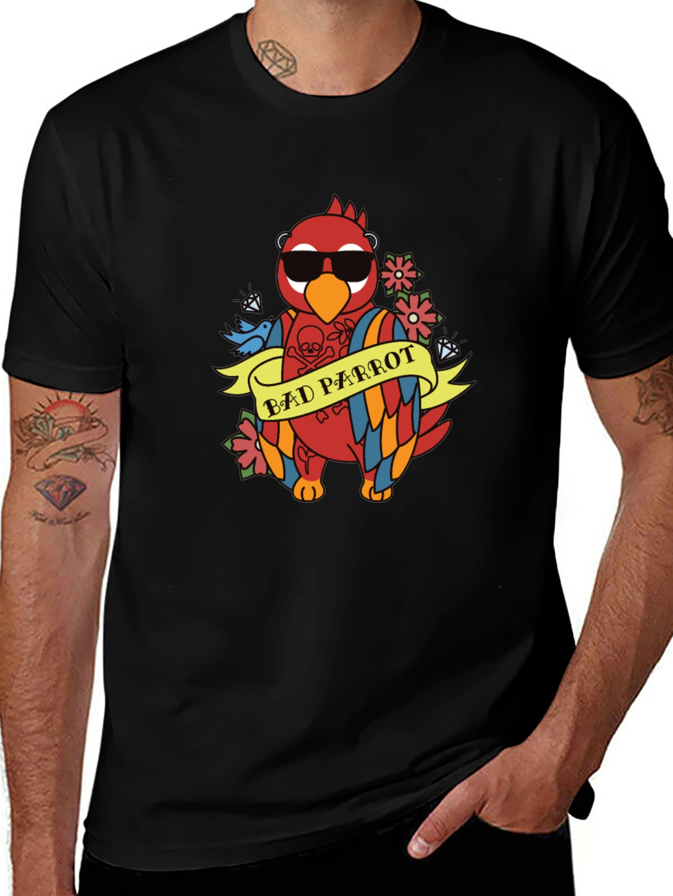 Bad Parrot Graphic Tee - Funny Animal T-Shirt