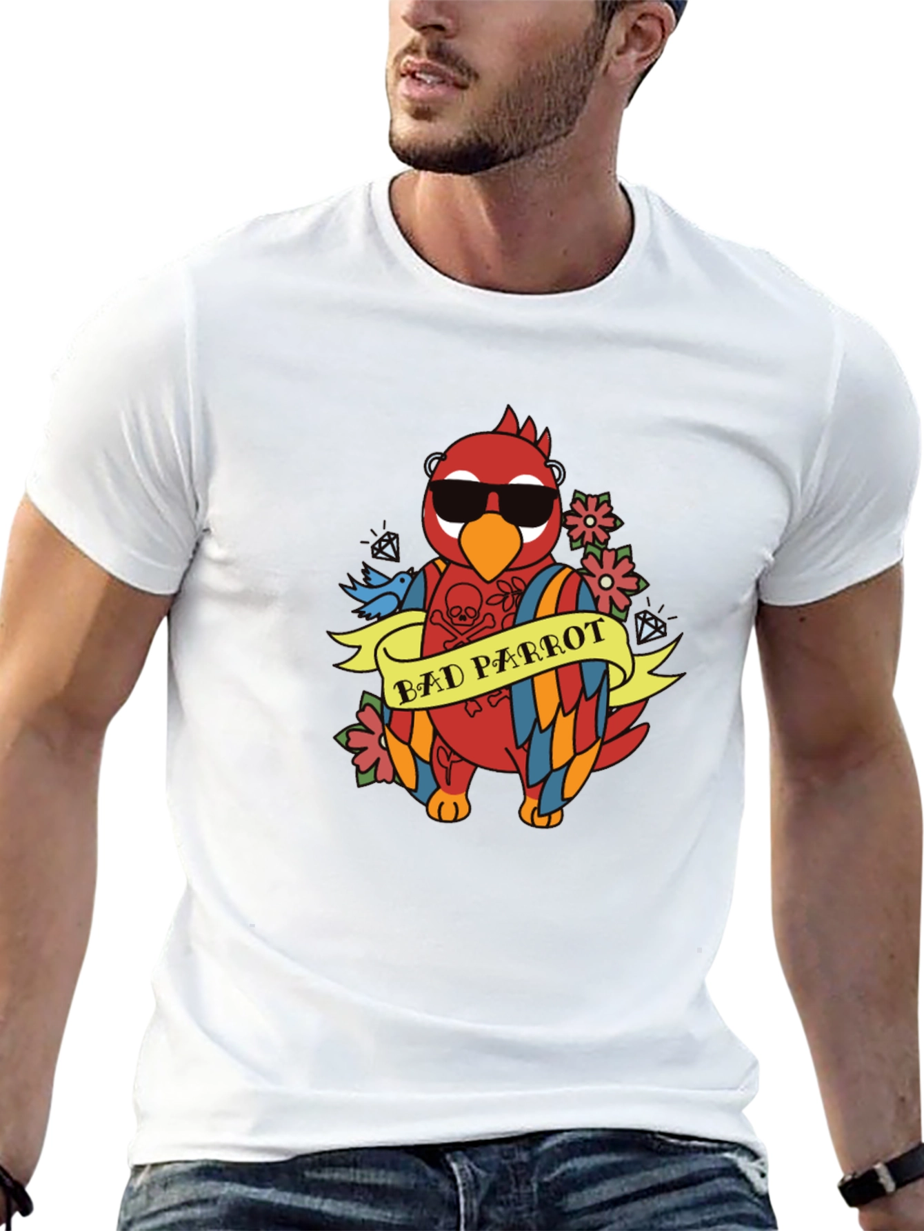 Bad Parrot Graphic Tee - Funny Animal T-Shirt