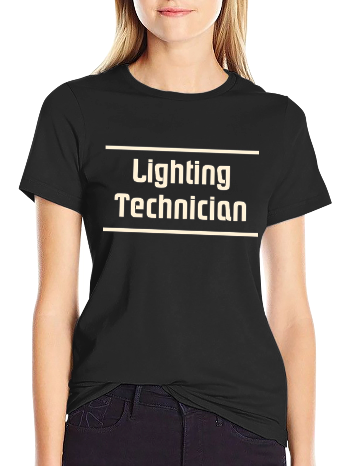 Lighting Technician T-Shirt - Black Cotton Crew Neck