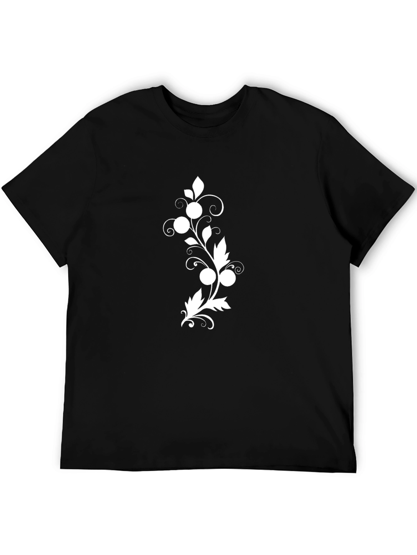 Elegant Black T-Shirt with Floral Design