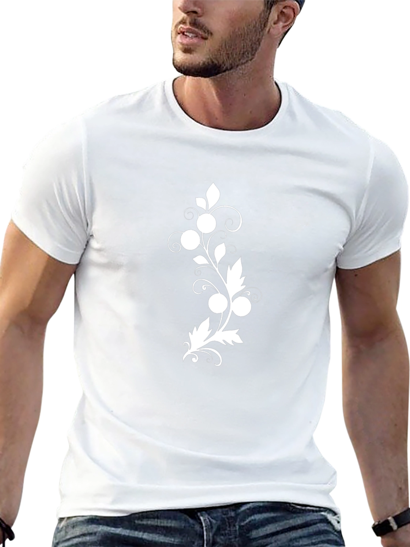 Elegant Black T-Shirt with Floral Design