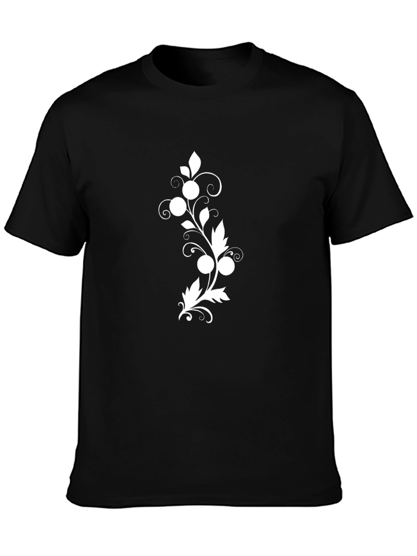 Elegant Black T-Shirt with Floral Design