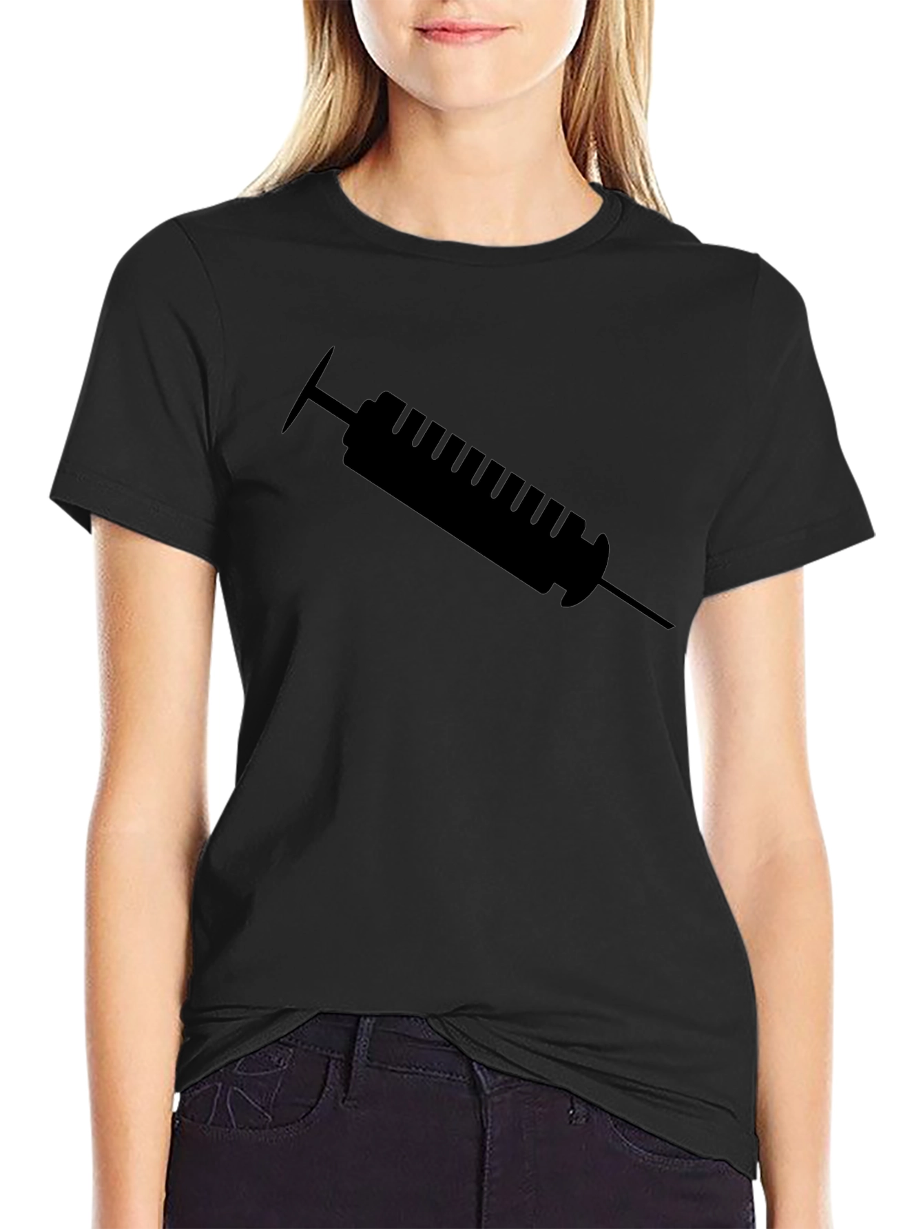 Syringe Graphic Tee - Black Cotton T-Shirt