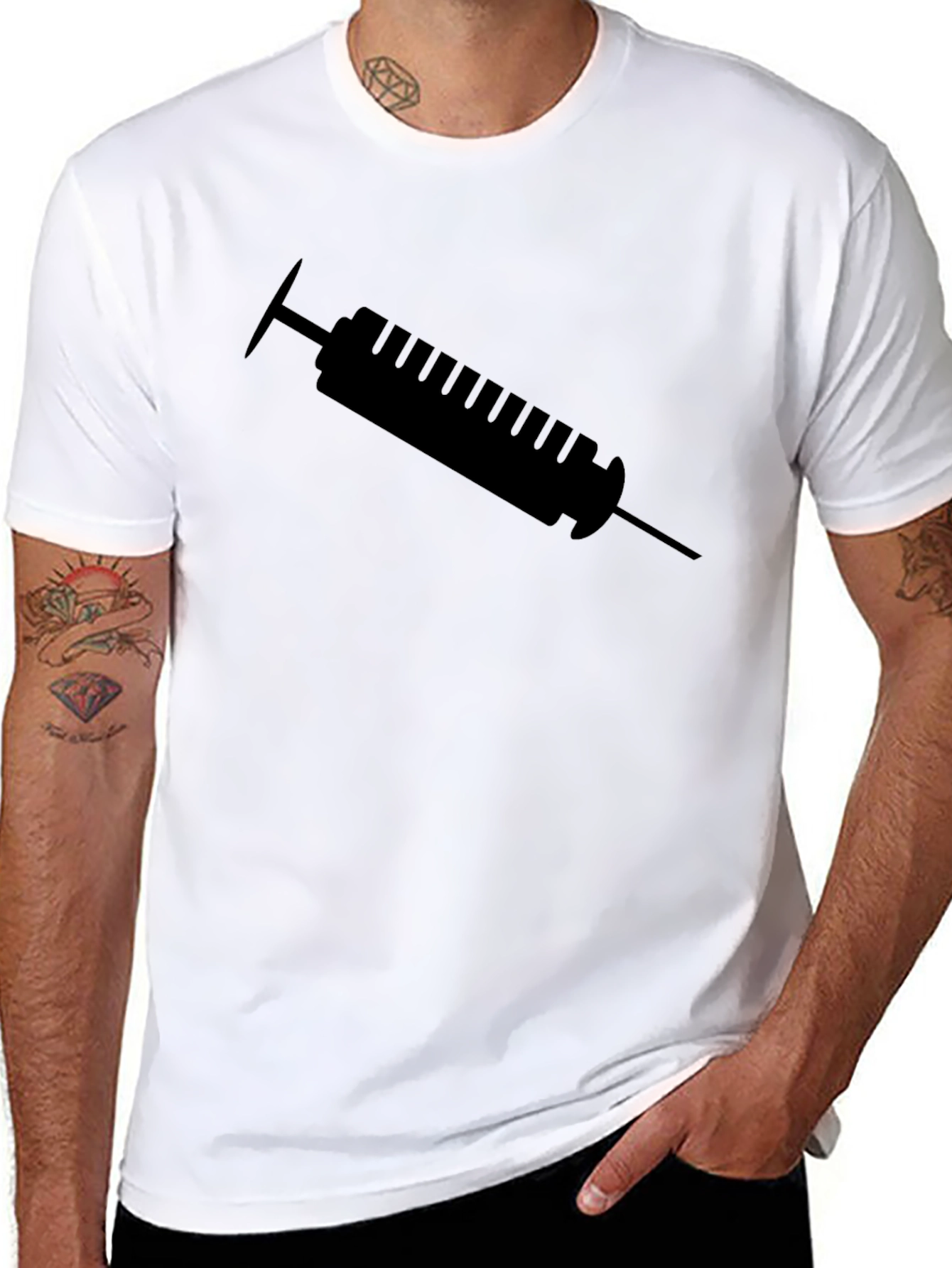 Syringe Graphic Tee - Black Cotton T-Shirt