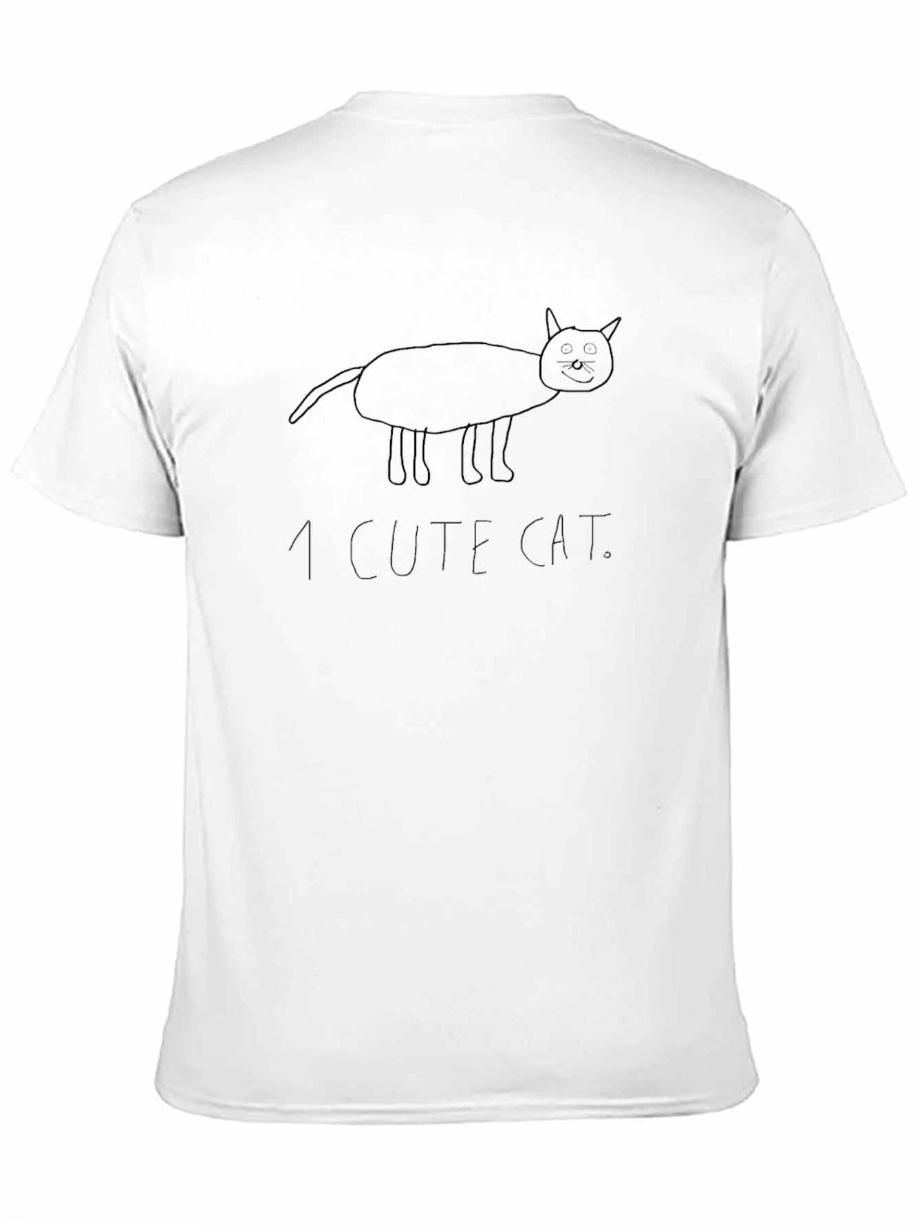Funny Cat Sketch Black T-Shirt